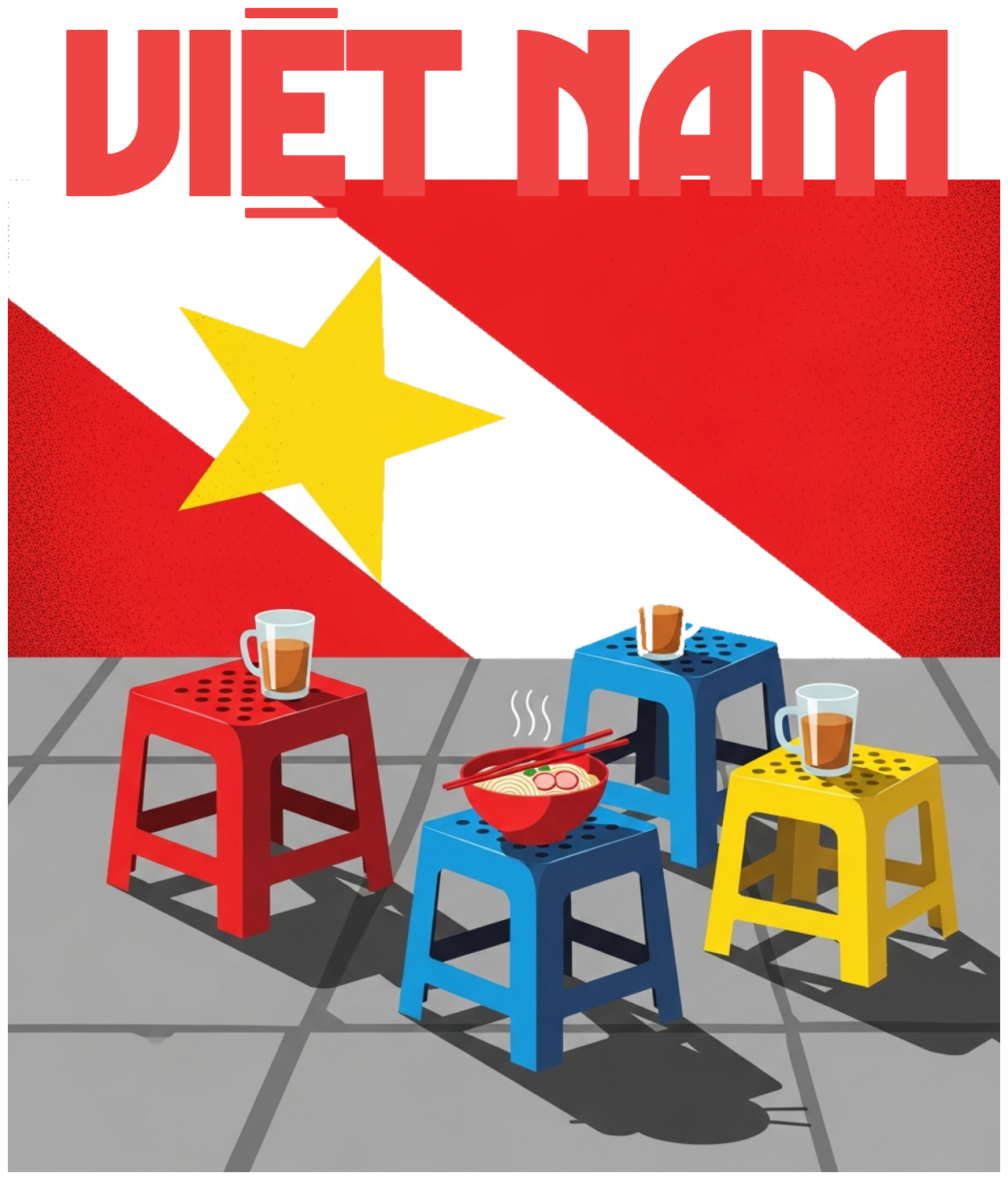 Áo Thun Trắng In Hình Street Food Việt Nam Minimalist - 040426-11-08-NGO