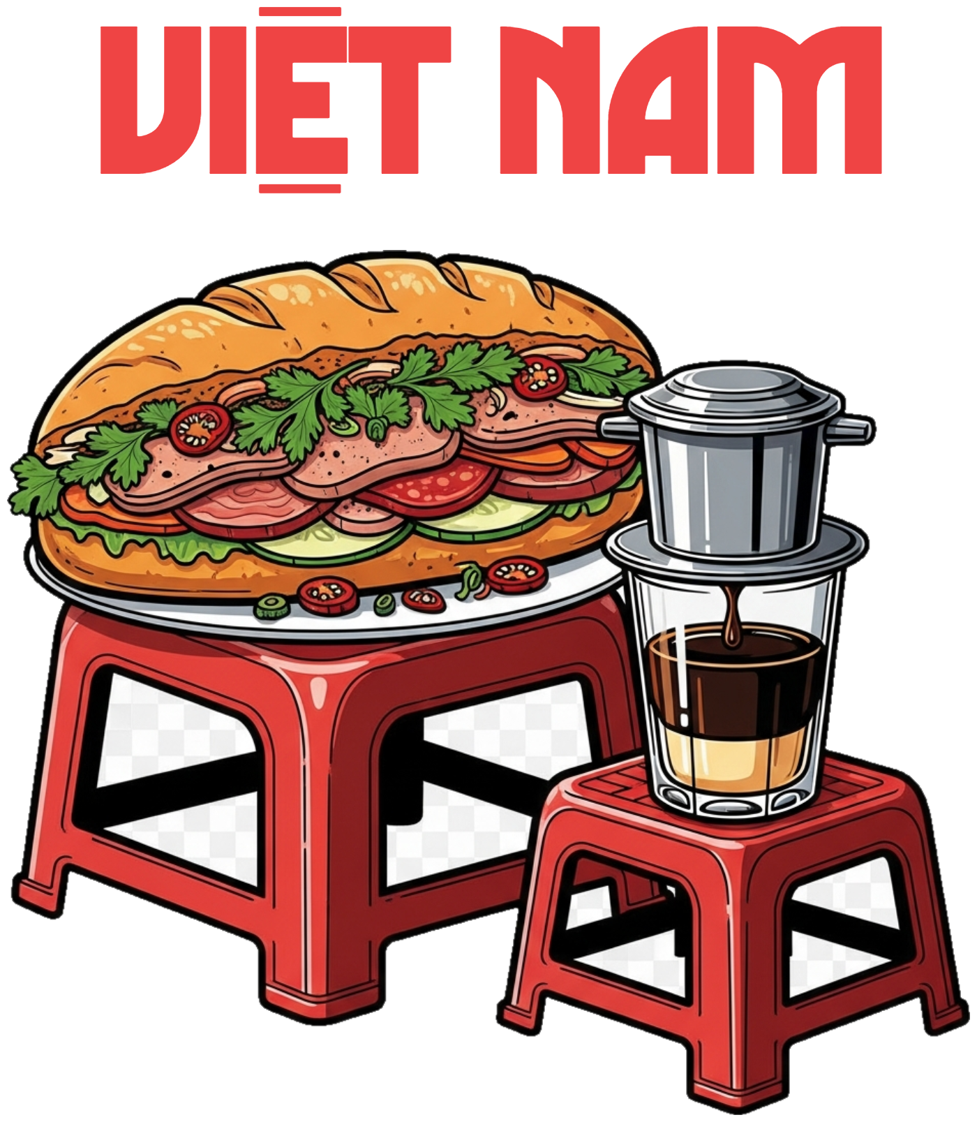 Áo Phông Trắng Việt Nam Streetstyle Bánh Mì Cà Phê - 040426-11-38-RBG