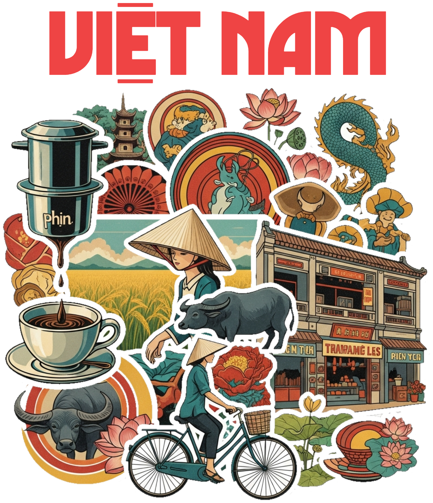 Áo Thun Việt Nam Retro Sticker 1900s Trẻ Trung - 040426-11-38-VJT