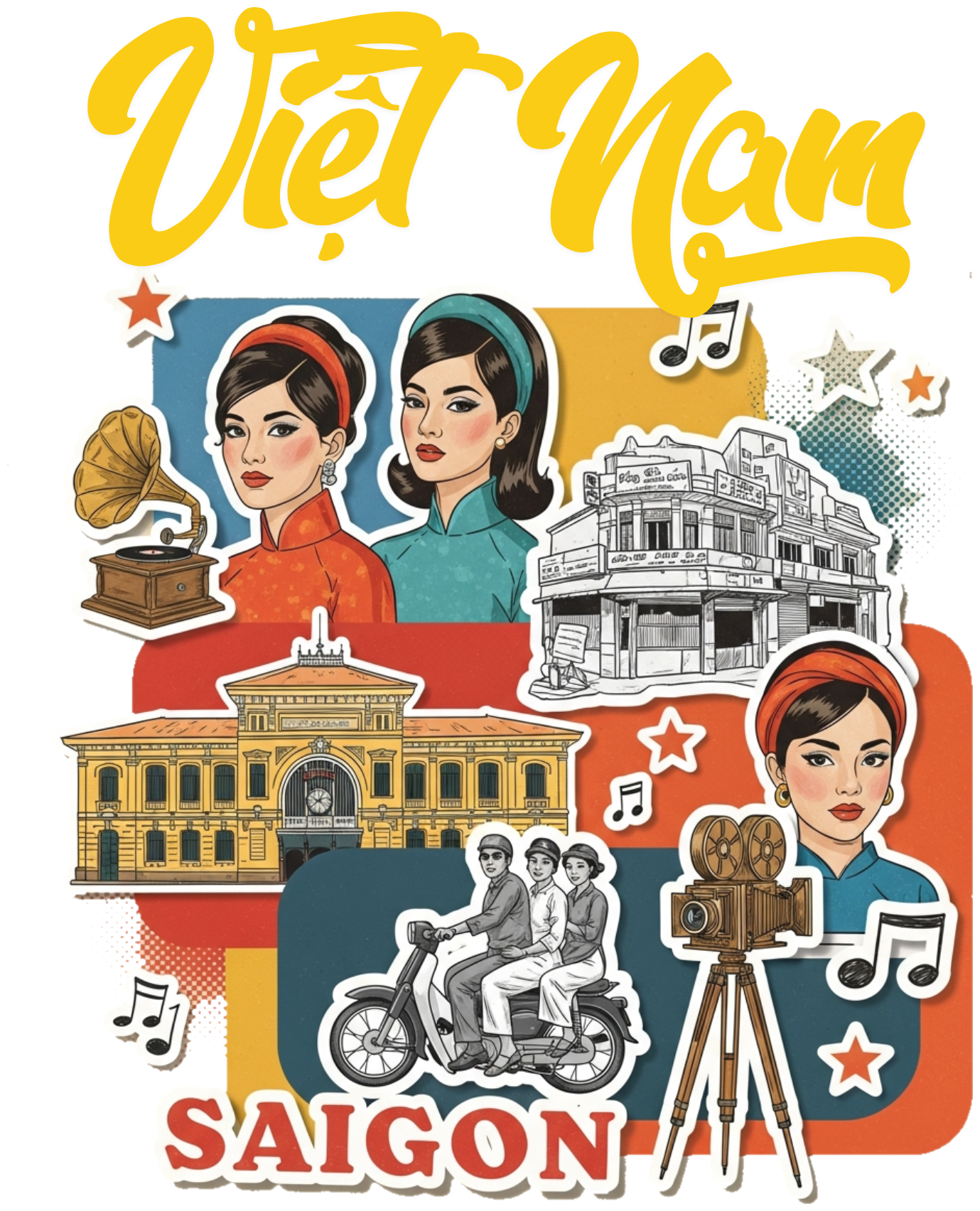 Áo Thun Việt Nam Phong Cách Retro Saigon Pop Art Vintage - 040426-14-26-AUB