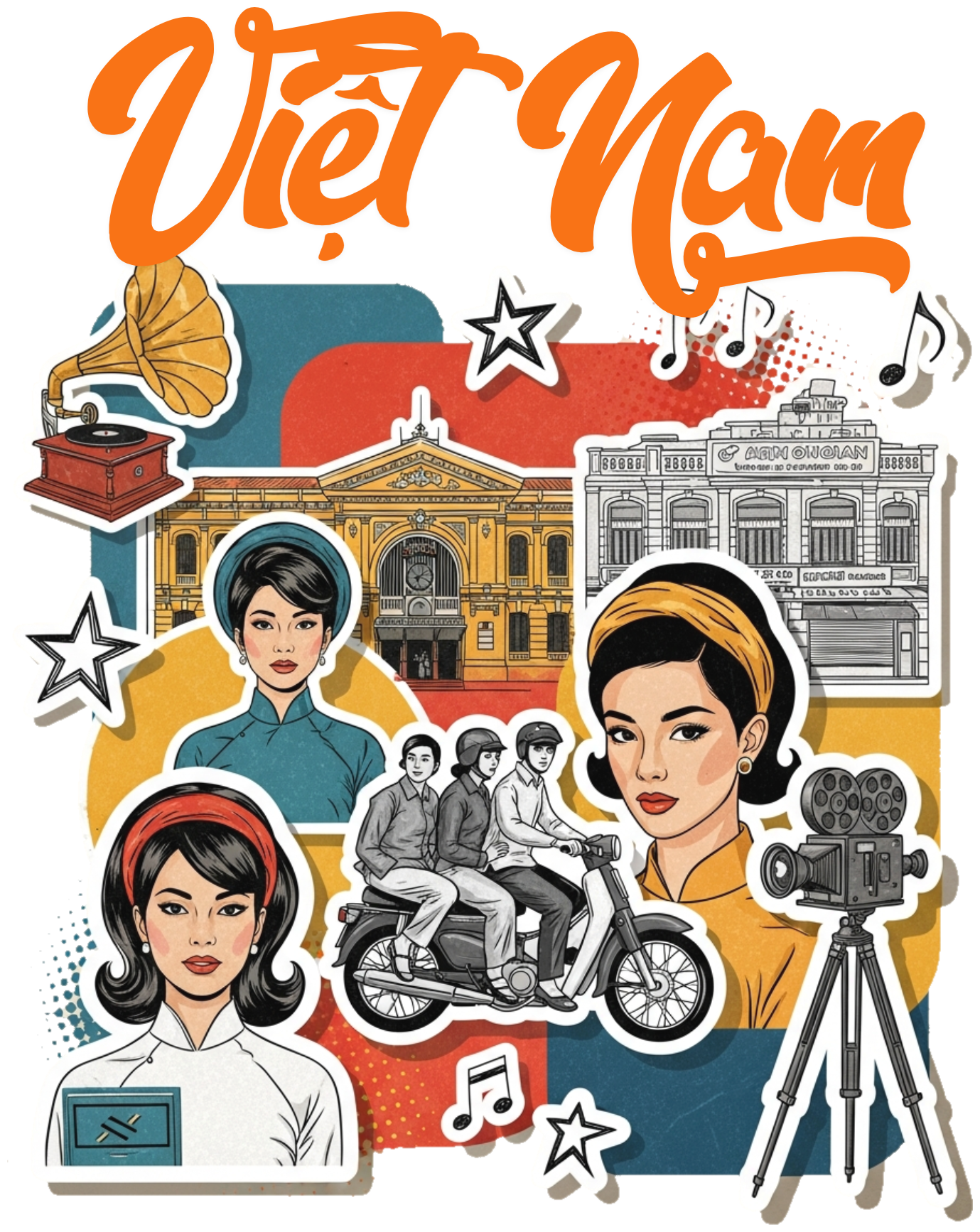 Áo Thun Trắng Việt Nam Retro Saigon Pop Art - 040426-14-26-JIK