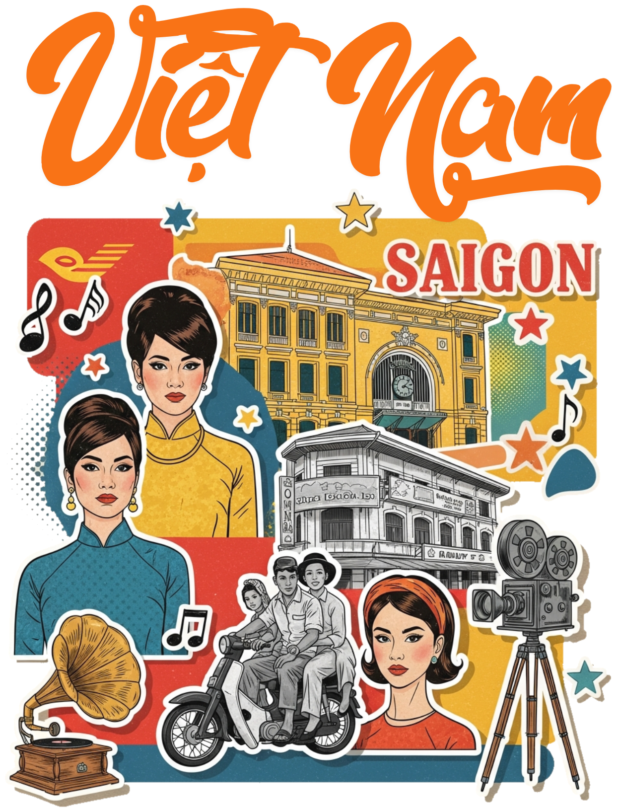Áo Thun Việt Nam Retro Saigon 1960s Pop Art - 040426-14-34-TEY