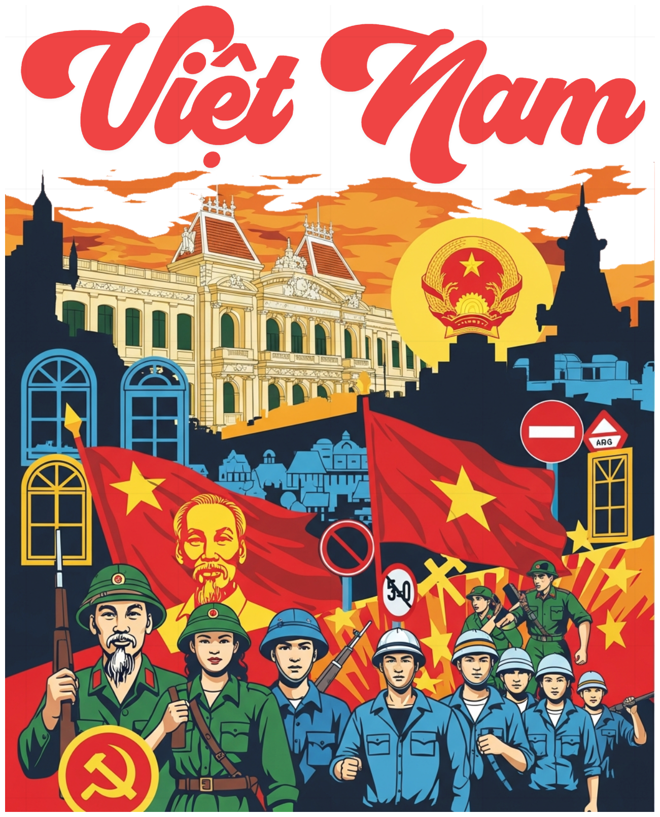 Áo Thun Màu Kem In Chữ Việt Nam Nghệ Thuật Cao Cấp - 040426-15-46-CKI