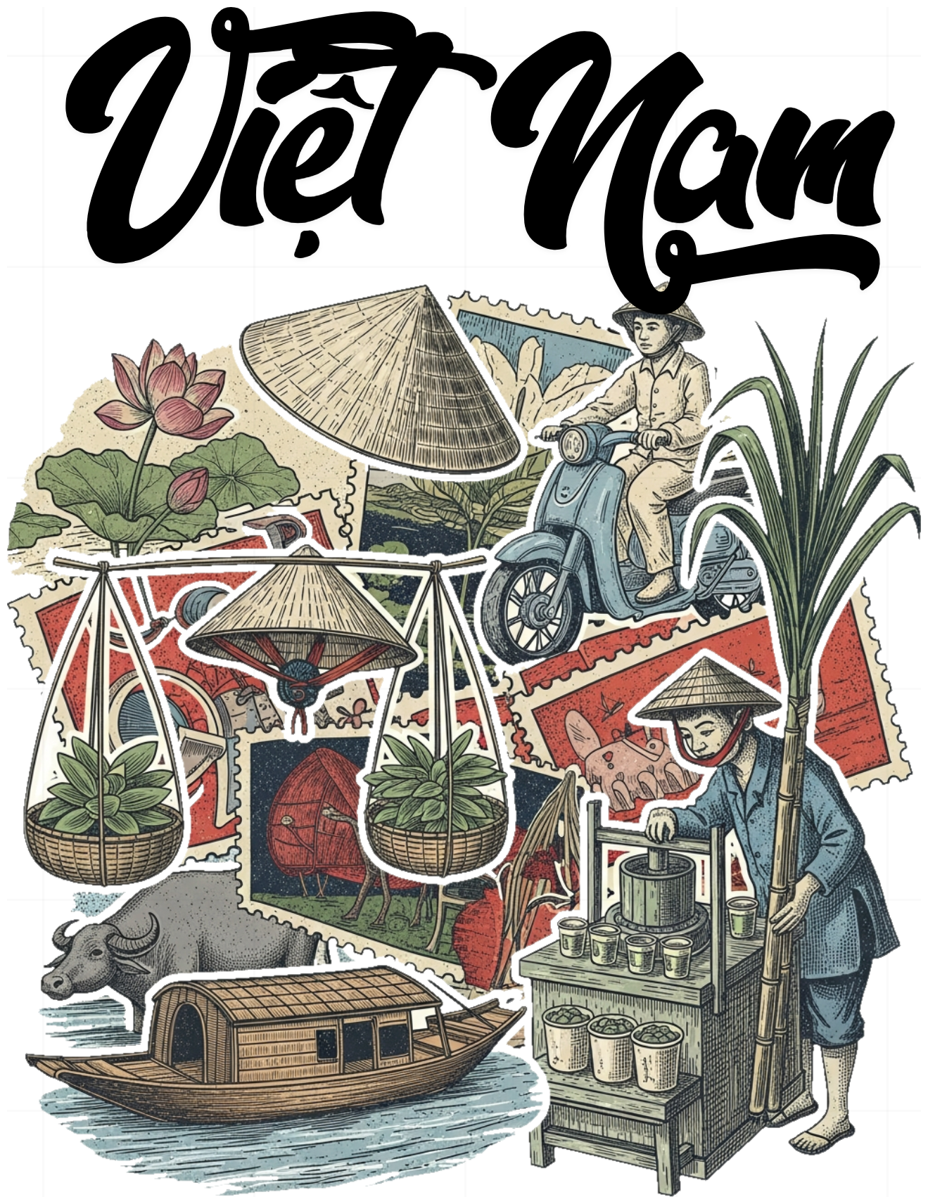 Áo Thun Trắng Việt Nam Retro Sticker Độc Đáo - 040426-16-11-WAY