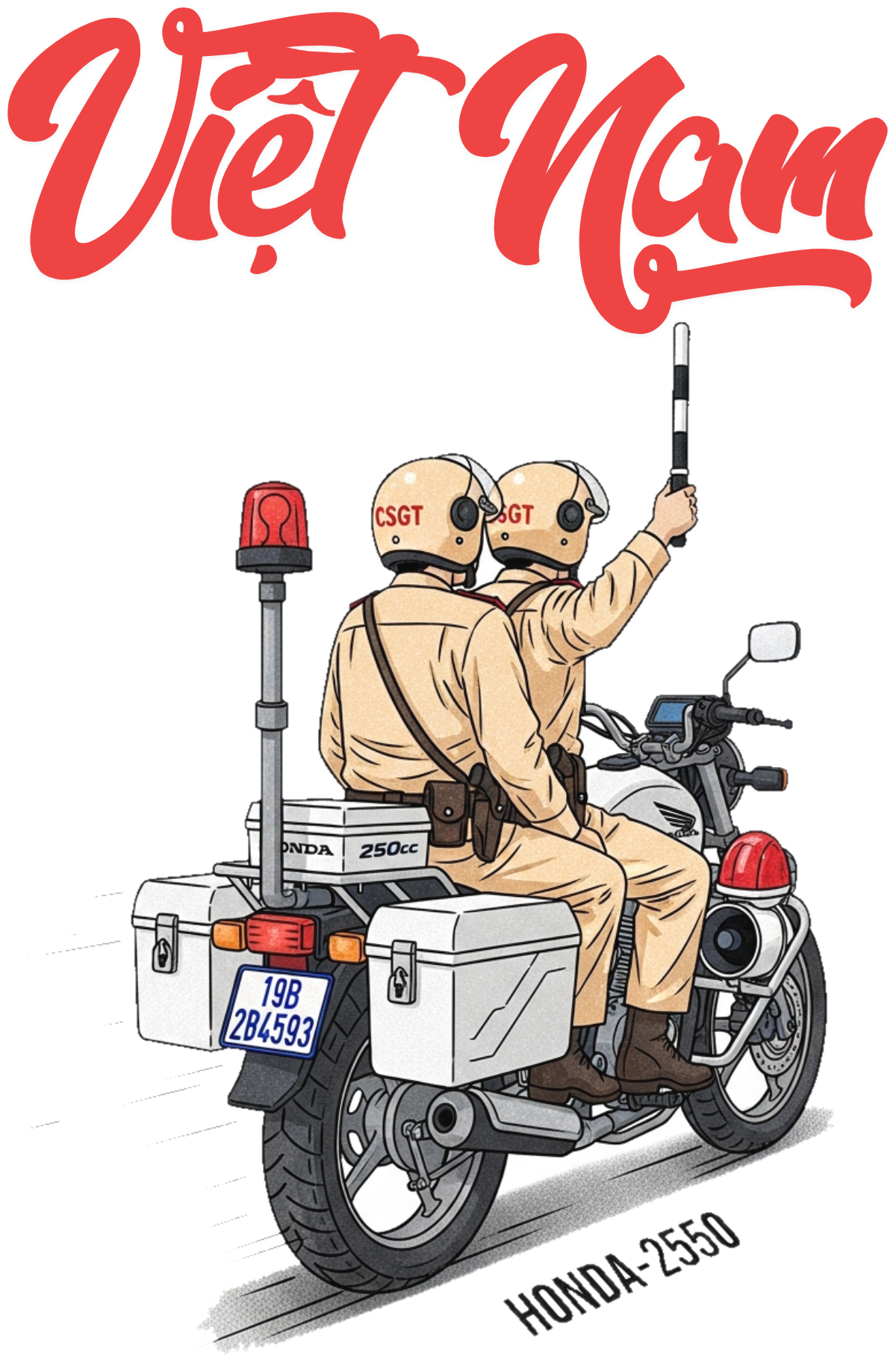 Áo Thun Trắng Việt Nam Hình Cảnh Sát Giao Thông - 040426-17-00-GLN