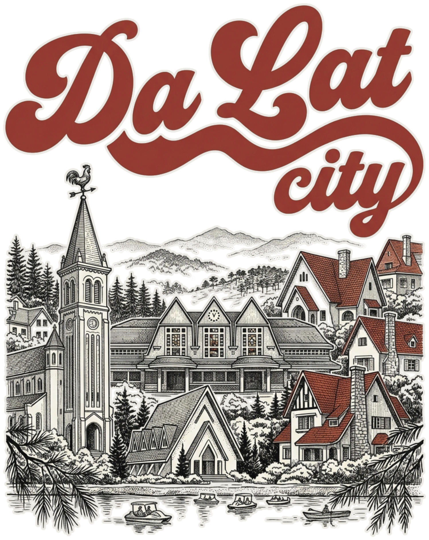 Áo Thun Đà Lạt City Vintage 70s Cotton Form Rộng Unisex Retro Souvenir Graphic - 050926-14-47-THI