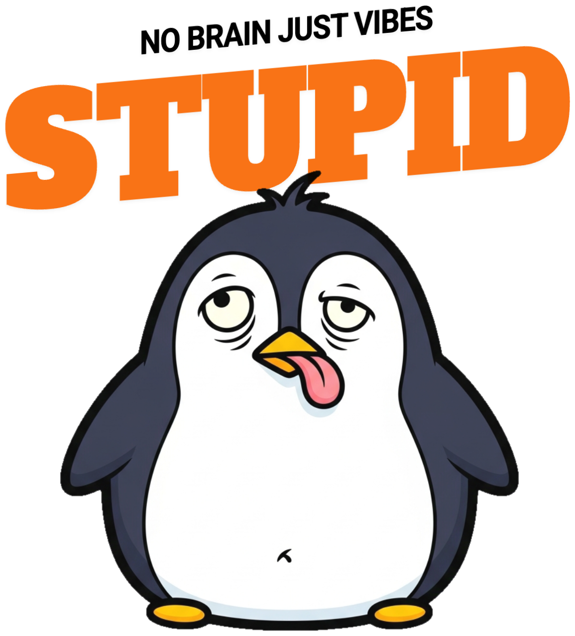 Áo Thun Màu Kem No Brain Just Vibes Chim Cánh Cụt - 060426-19-54-KXO