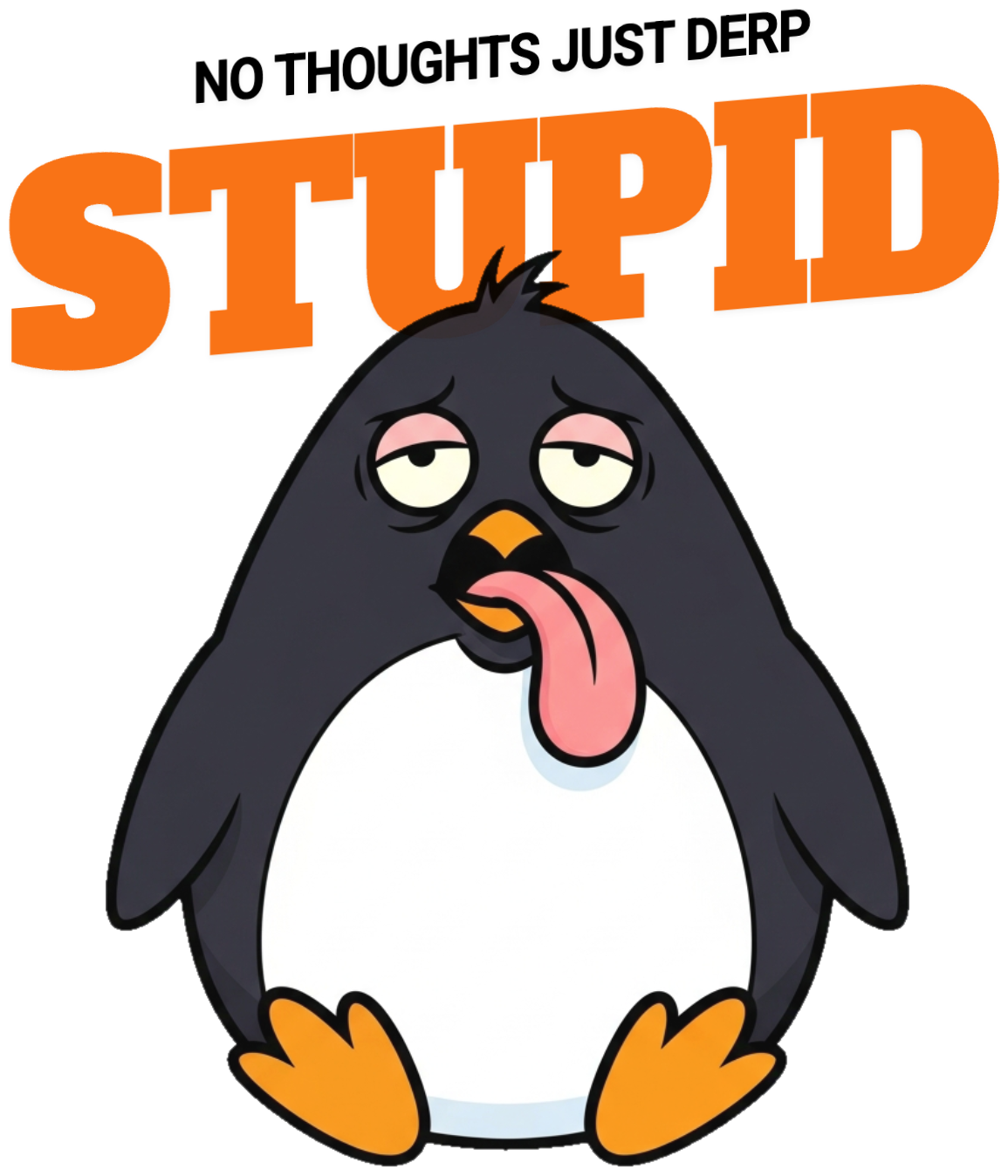 Áo Thun Kem In Hình Chim Cánh Cụt No Thoughts Just Derp - 060426-20-03-HJN