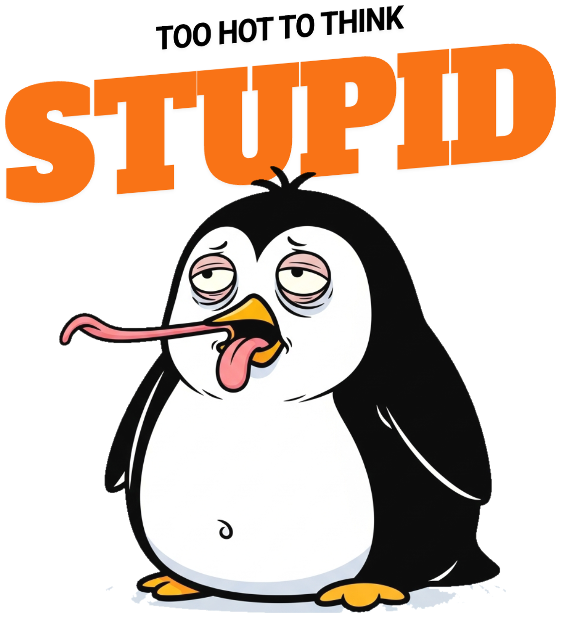 Áo Thun Màu Kem Too Hot To Think Chim Cánh Cụt - 060426-20-10-OUE