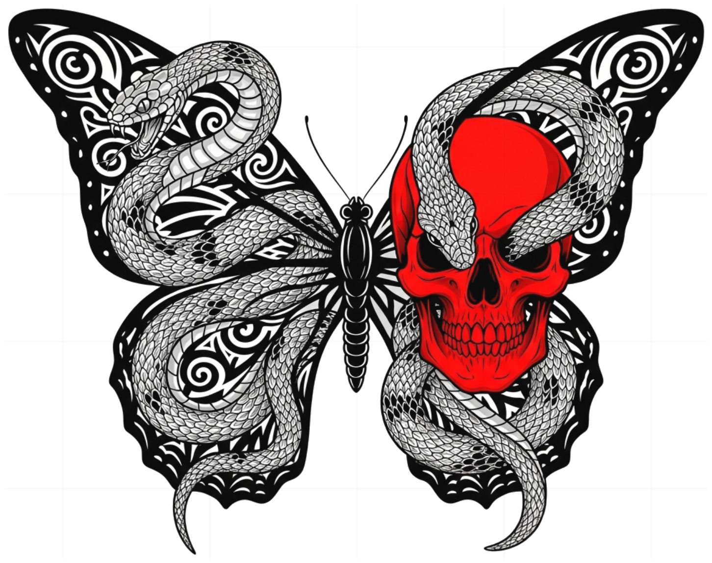 Áo Thun Butterfly Dark Art Skull Snake Form Rộng Cotton Cao Cấp - 060626-16-35-HAZ