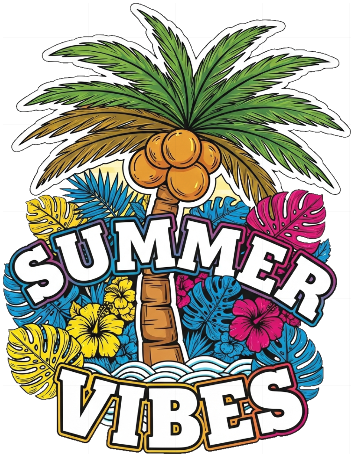 Áo Thun Màu Kem Họa Tiết Cây Dừa Tropical Summer Design - 070426-10-25-MSA