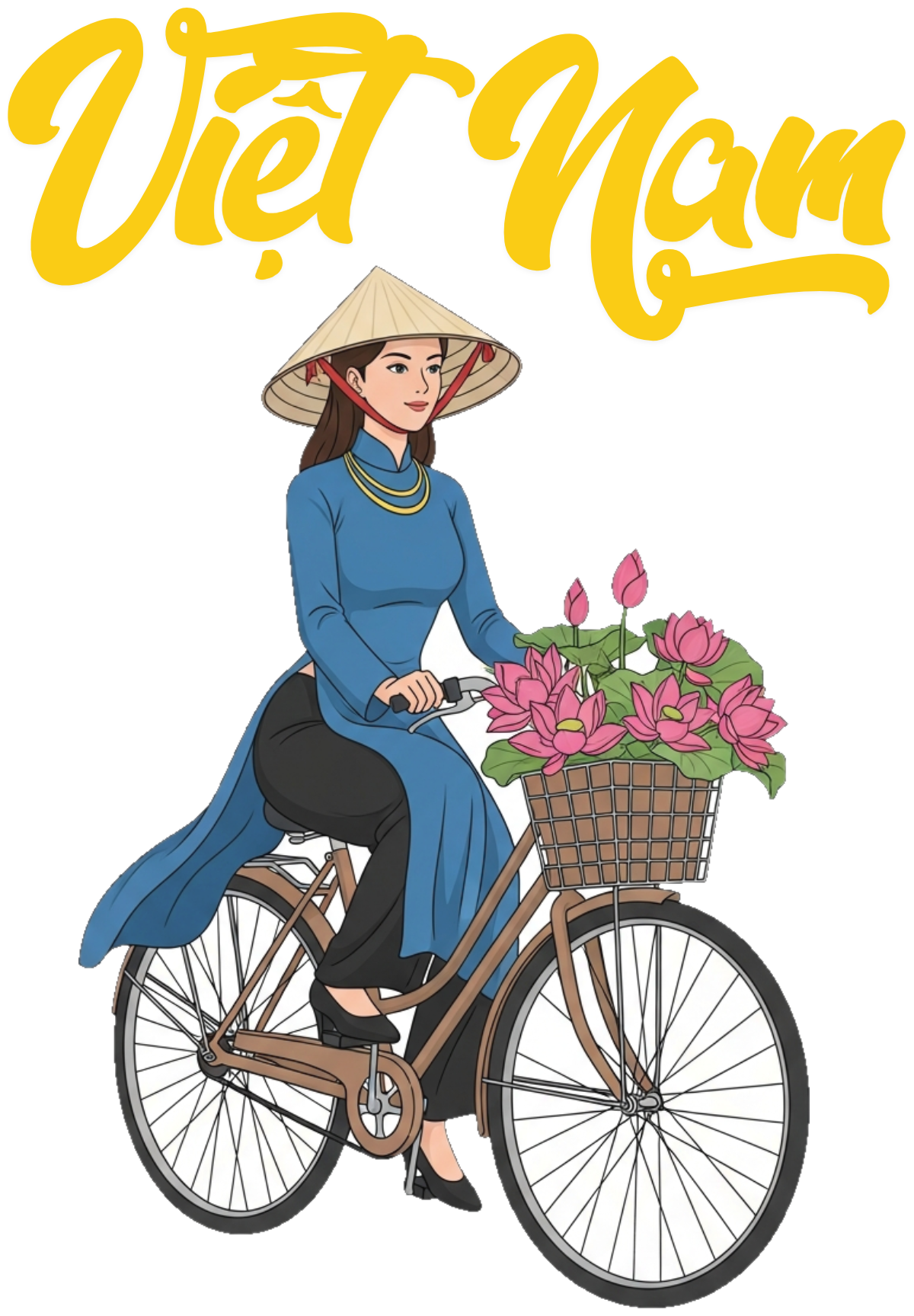 Áo Thun Việt Nam Hình Thiếu Nữ Áo Dài Và Hoa Sen - 070426-13-57-MVN