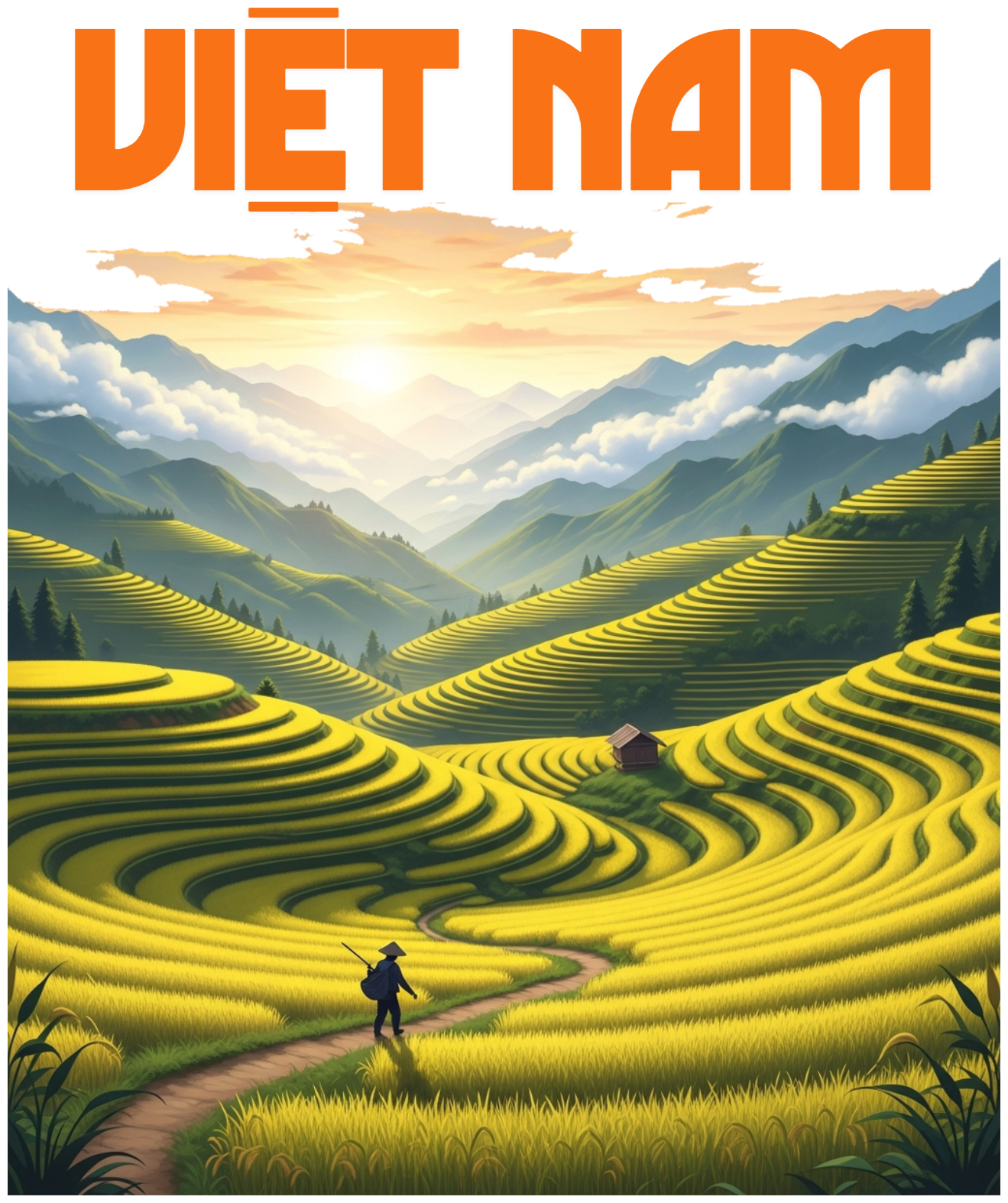 Áo Thun Trắng In Hình Mù Cang Chải Việt Nam Cao Cấp - 070426-16-26-ZED