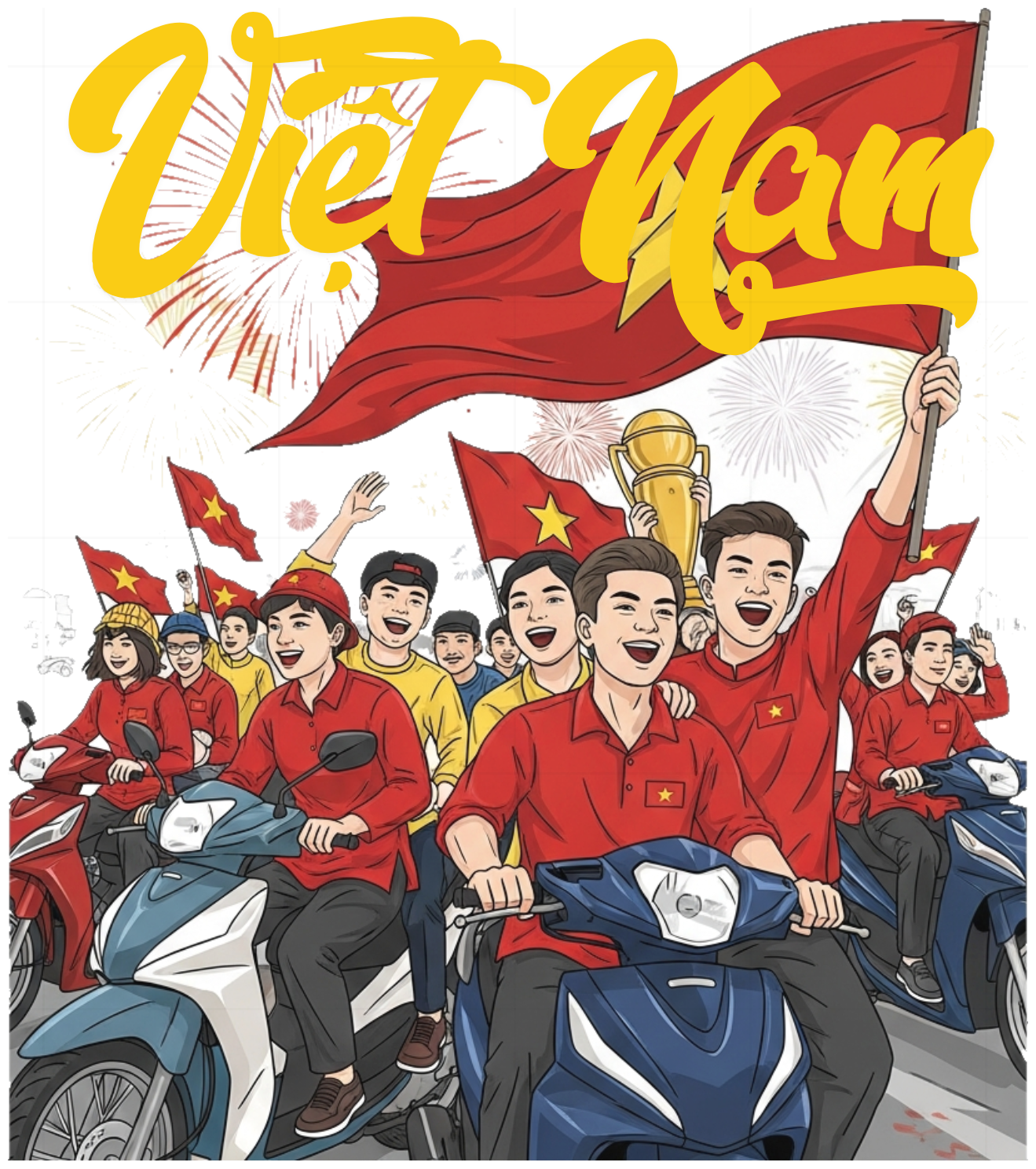 Áo Thun Trắng In Hình Xe Máy Việt Nam Thời Trang - 070426-16-56-LEV