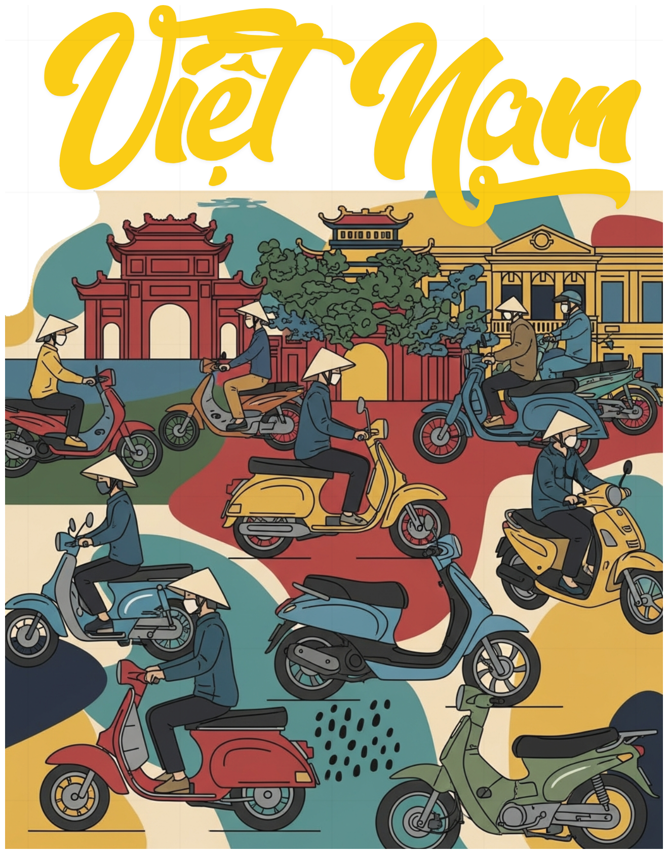 Áo Thun Trắng In Hình Việt Nam Và Xe Máy Độc Đáo - 070426-16-56-THW