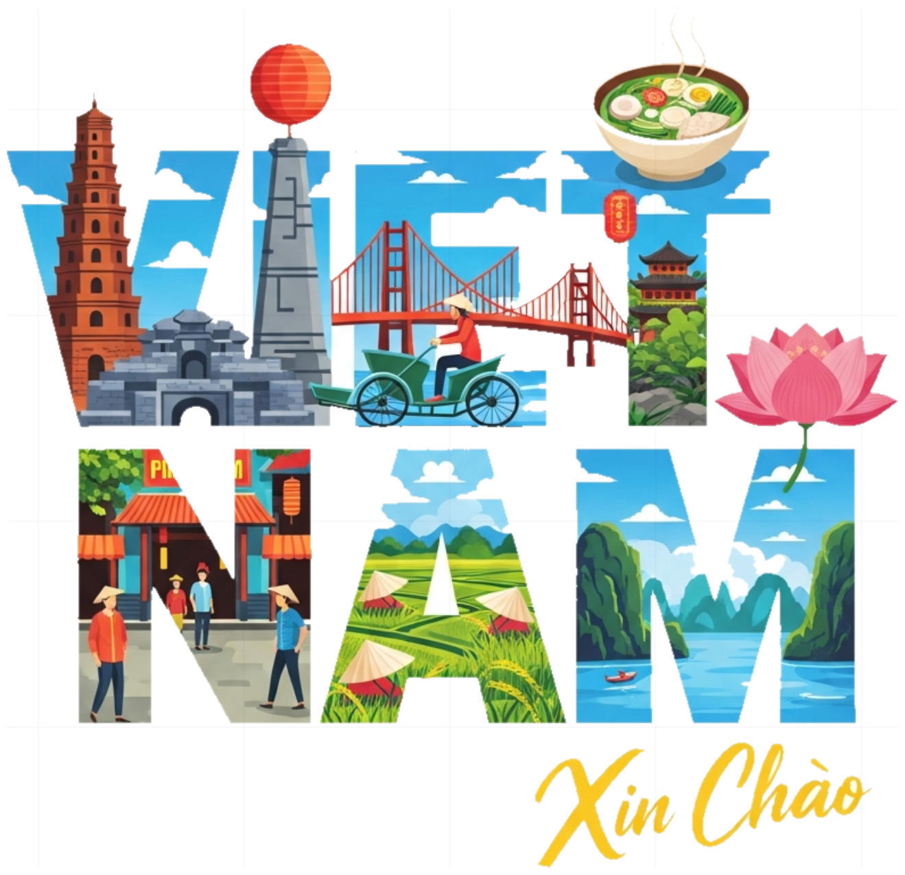 Áo Thun Trắng In Chữ VIETNAM Nghệ Thuật Độc Đáo - 080426-15-56-IEB