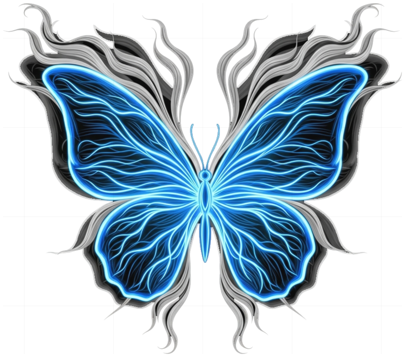 Áo Thun Unisex Butterfly Blue Neon Design Form Rộng Cotton Y2K Streetwear - 080626-13-50-XIE
