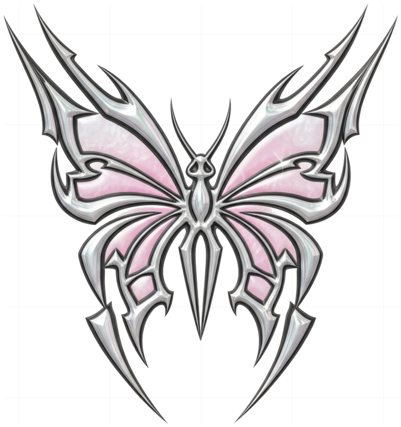 Áo thun đen Unisex Y2K Butterfly Chrome Design Form rộng Cotton - 080626-14-10-MCC