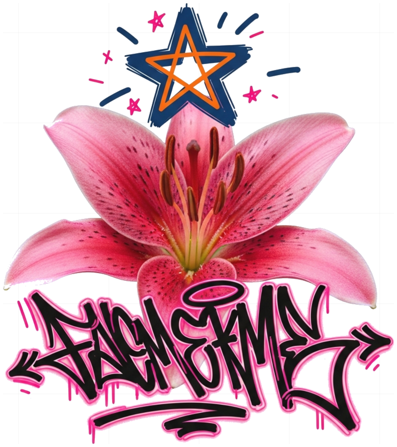 Áo Thun Đen In Hoa Ly Graffiti Design Form Rộng Cotton Co Giãn 4 Chiều - 080626-16-33-MHO