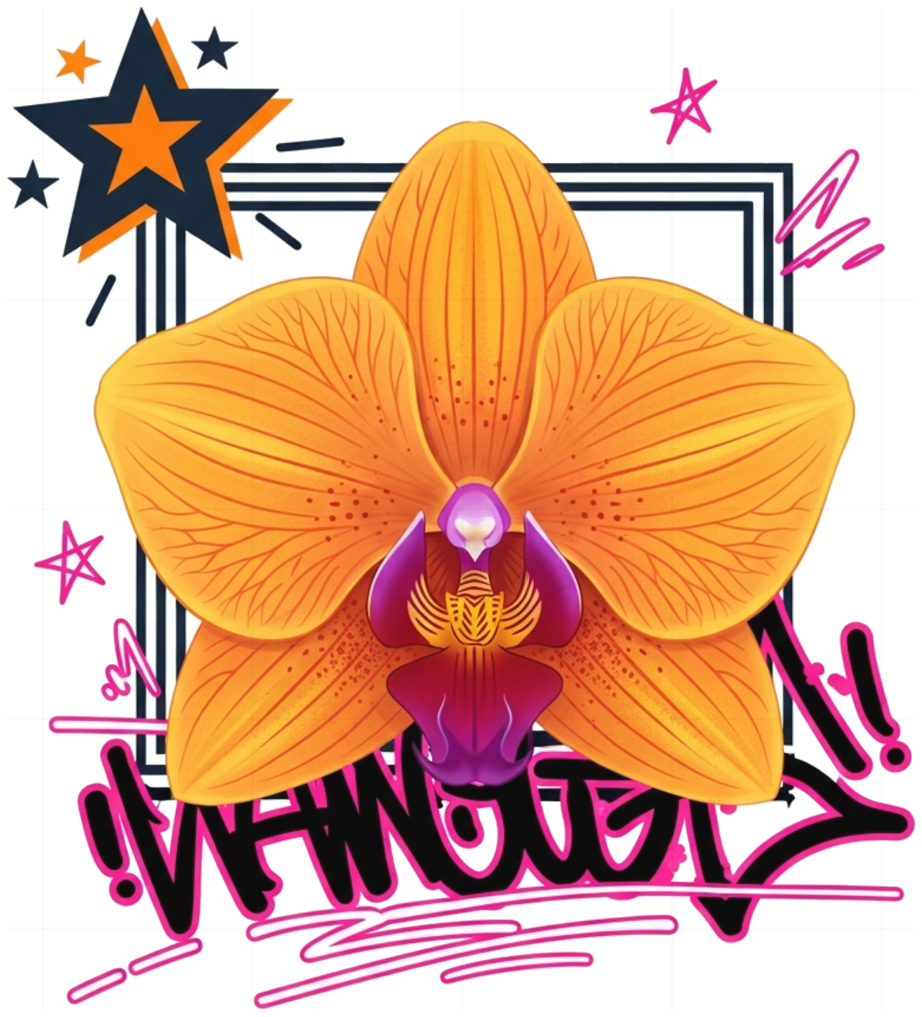 Áo Thun Đen Unisex Form Rộng Graffiti Orchid Design Cotton 100% - 080626-16-37-QID