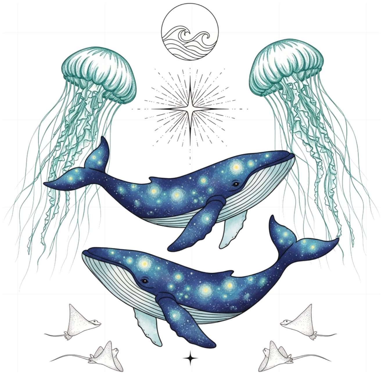 Áo Thun Galaxy Whale Unisex Form Rộng Cotton Nghệ Thuật - 080626-16-49-EUS