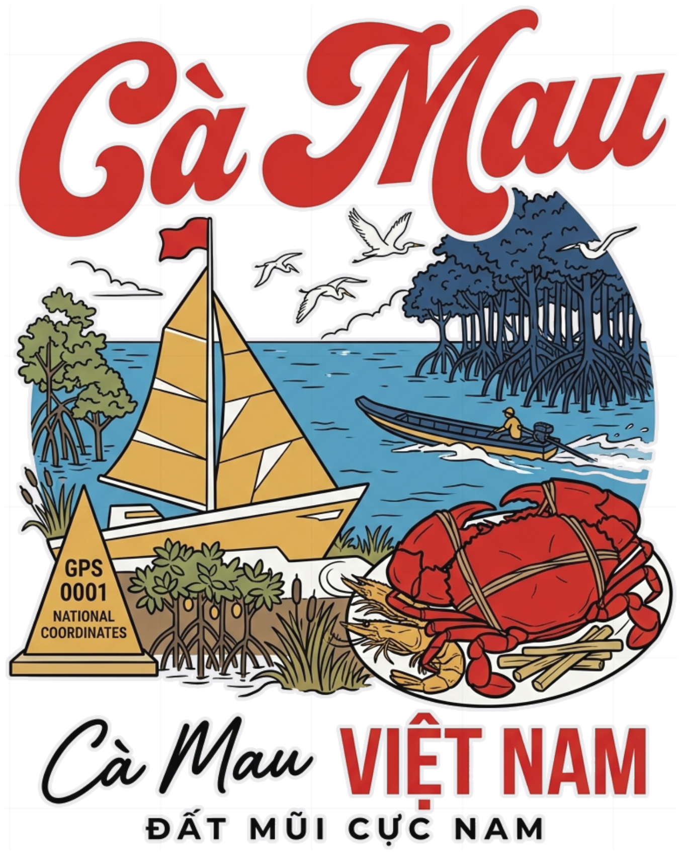 Áo thun Cà Mau Đất Mũi du lịch cực chất phong cách Vintage Retro Cotton co giãn - 080926-16-07-ECQ