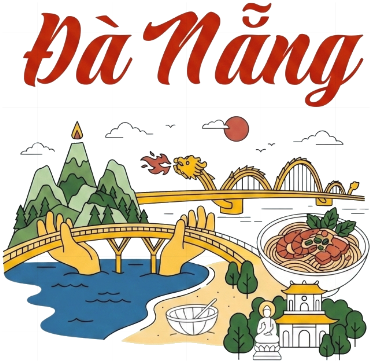 Áo thun du lịch Đà Nẵng VNXK HAMCHOI Trắng cotton form rộng basic Da Nang Travel Tee - 090726-11-42-WEC