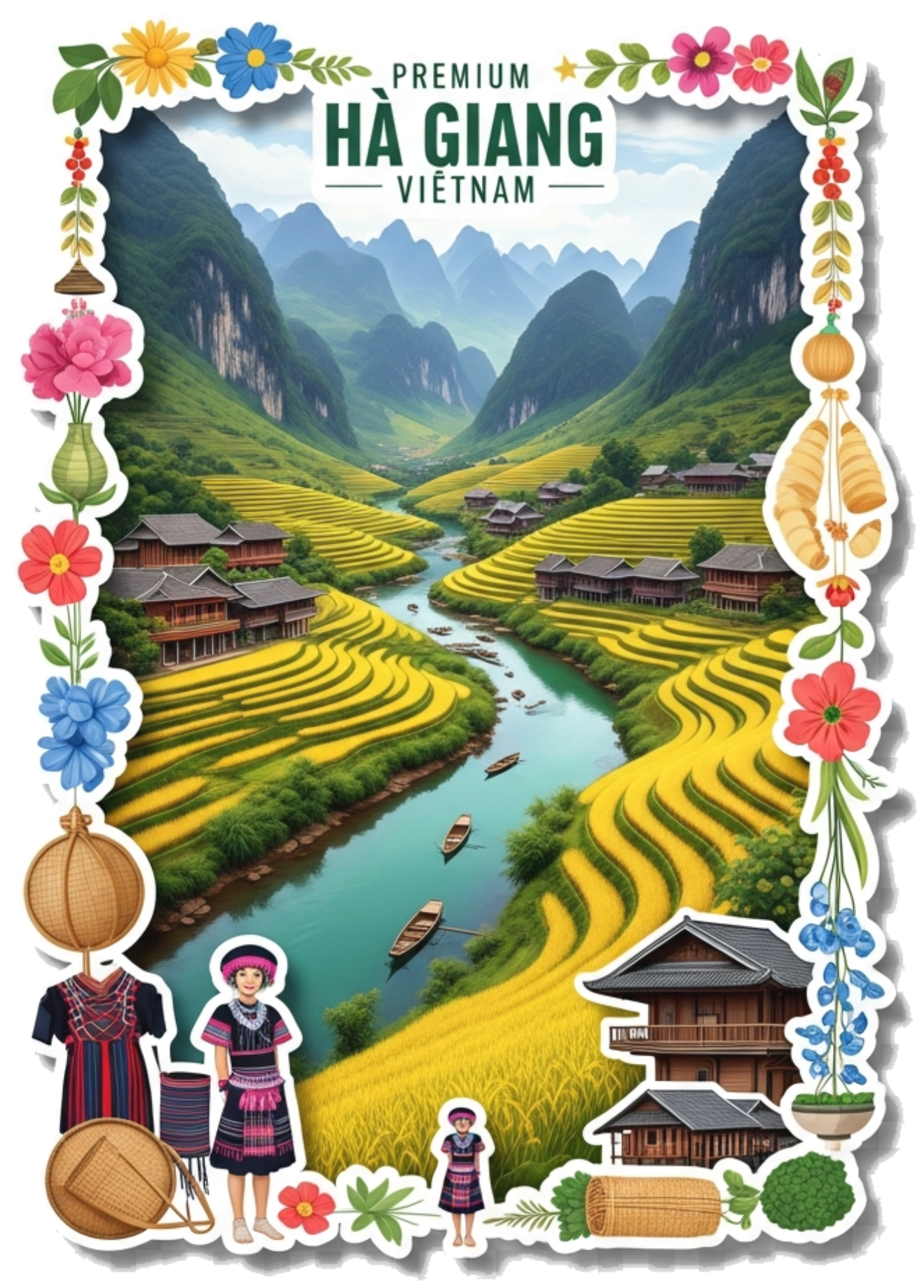 Áo Thun Ha Giang Vietnam Travel Vintage Form Rộng Cotton Cao Cấp - 120626-14-15-GSE