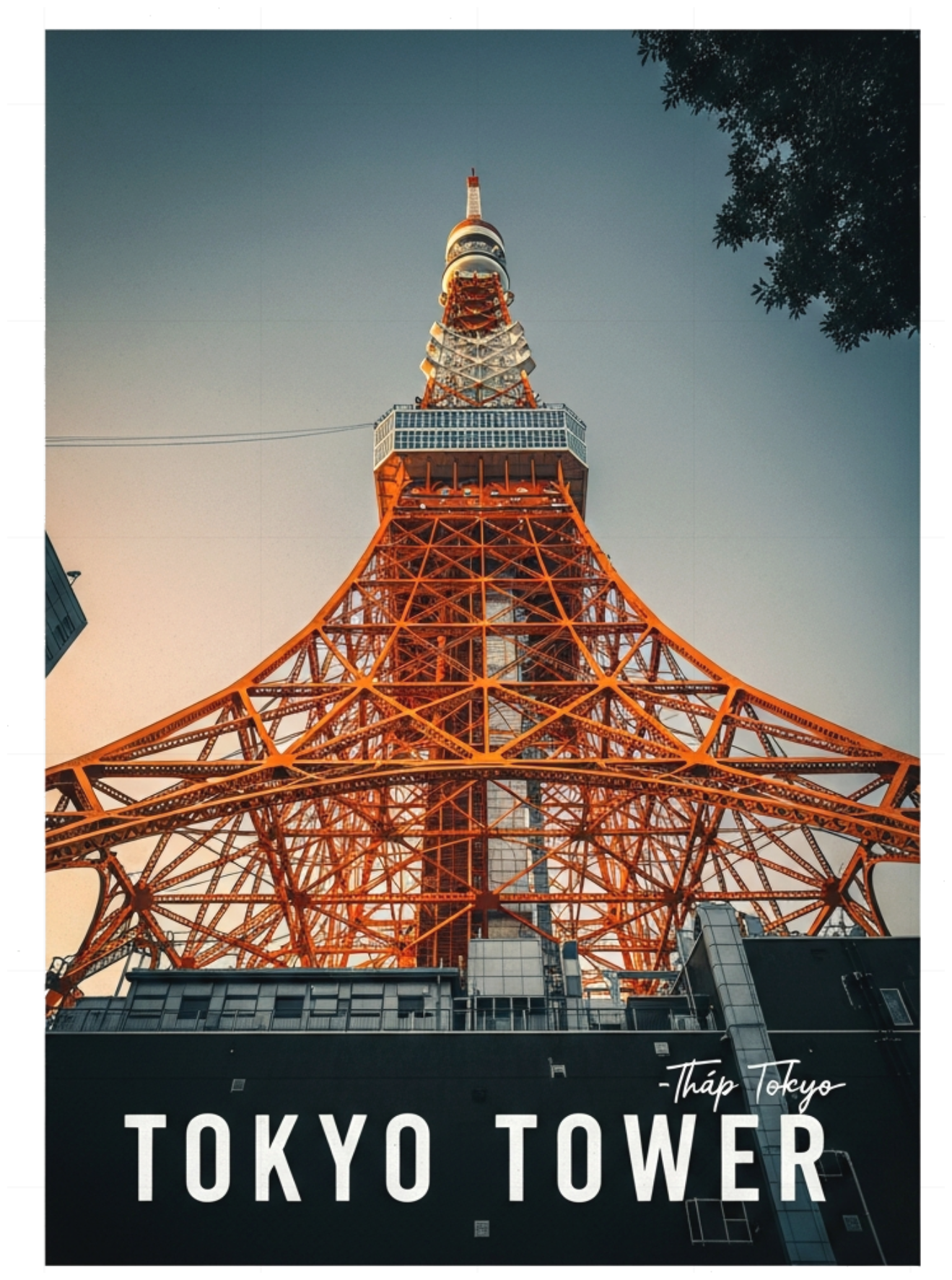 Áo Thun Tokyo Tower Design Màu Kem Form Rộng Streetwear Cotton 120626-15-54-LFA