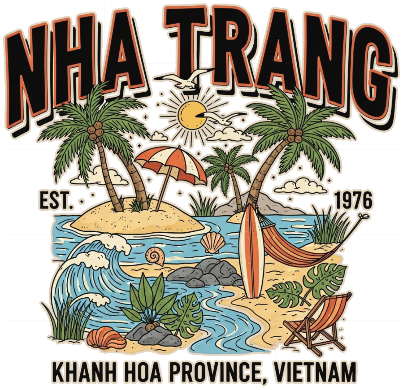 Áo Thun Unisex Cotton Vintage Beach Souvenir Design Form Rộng - 120626-20-29-QQH