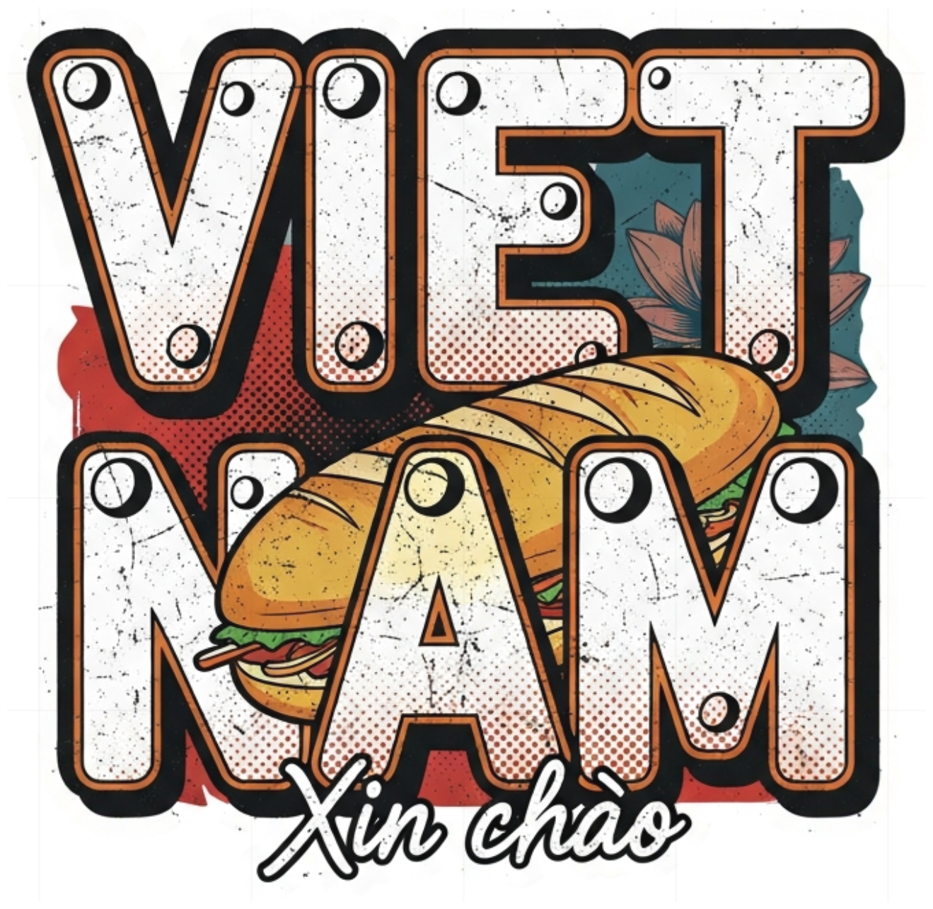 Áo Thun Trắng In Hình Việt Nam Streetwear Bánh Mì - 130426-10-32-ZQZ