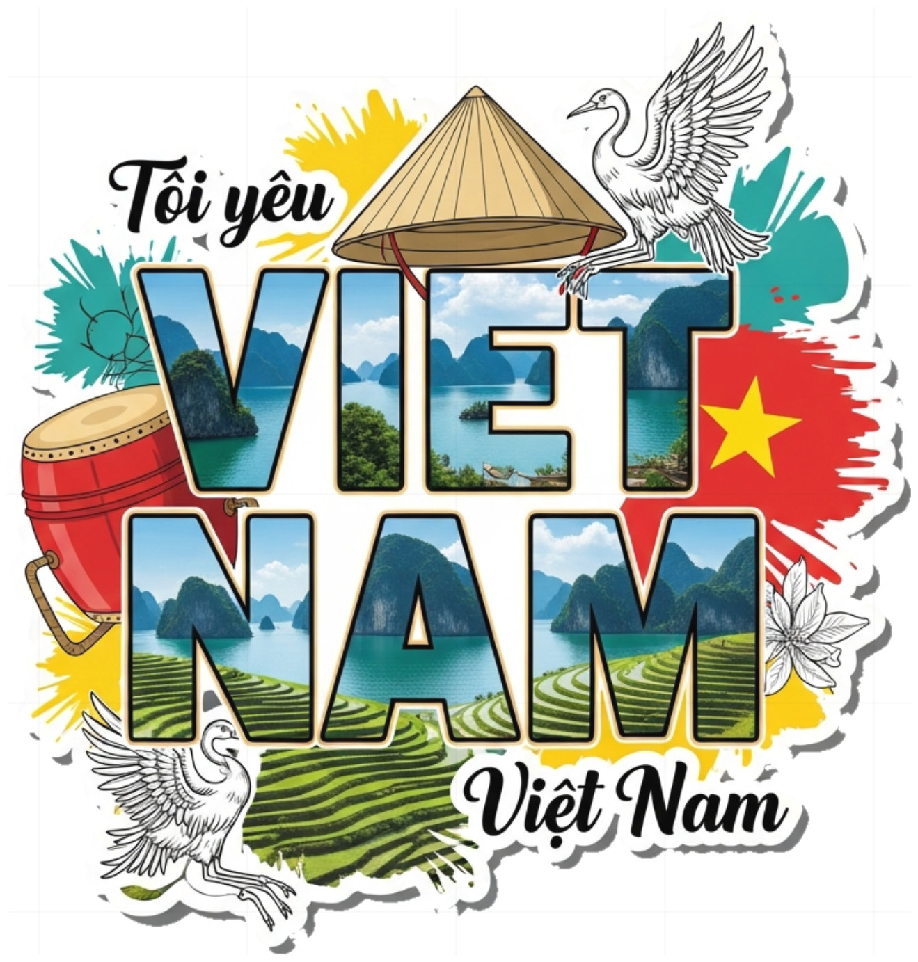 Áo Thun Trắng In Hình Việt Nam Sáng Tạo Cao Cấp - 130426-10-58-ART