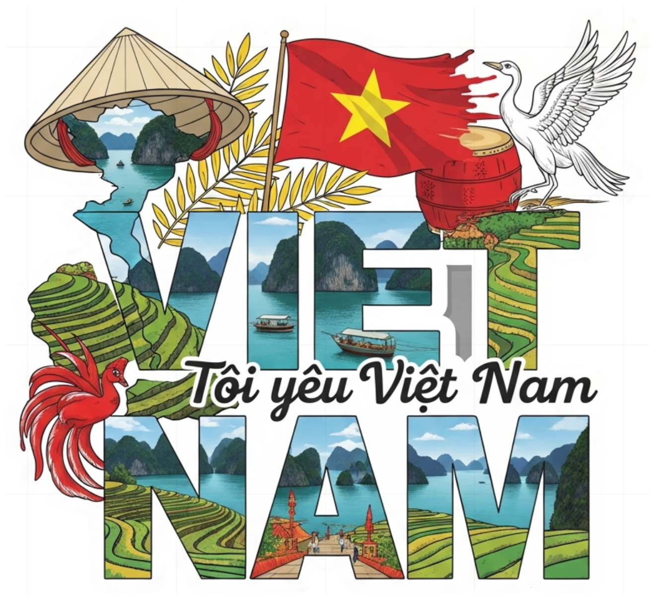 Áo Thun Trắng In Hình Việt Nam Thiết Kế Độc Đáo - 130426-10-58-OEP