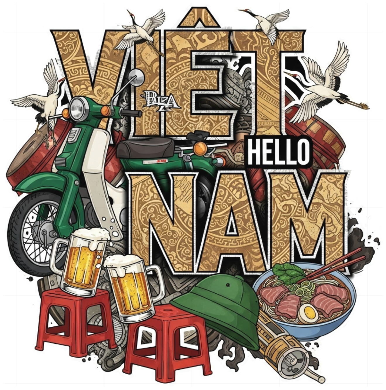 Áo Thun Trắng Streetwear Việt Nam Design Cao Cấp - 130426-11-49-EWZ