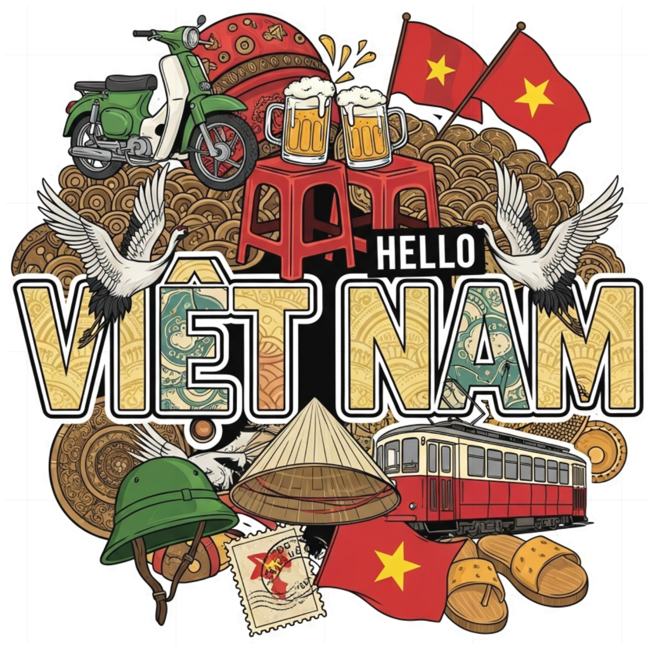 Áo Thun Trắng Streetwear Graphic Vietnam Design Độc Đáo - 130426-11-49-KQU