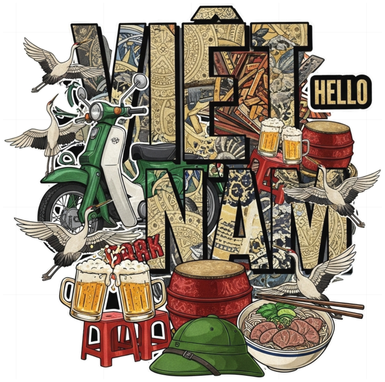 Áo Thun Streetwear Trắng In Graphic Việt Nam Độc Đáo - 130426-11-49-RSN