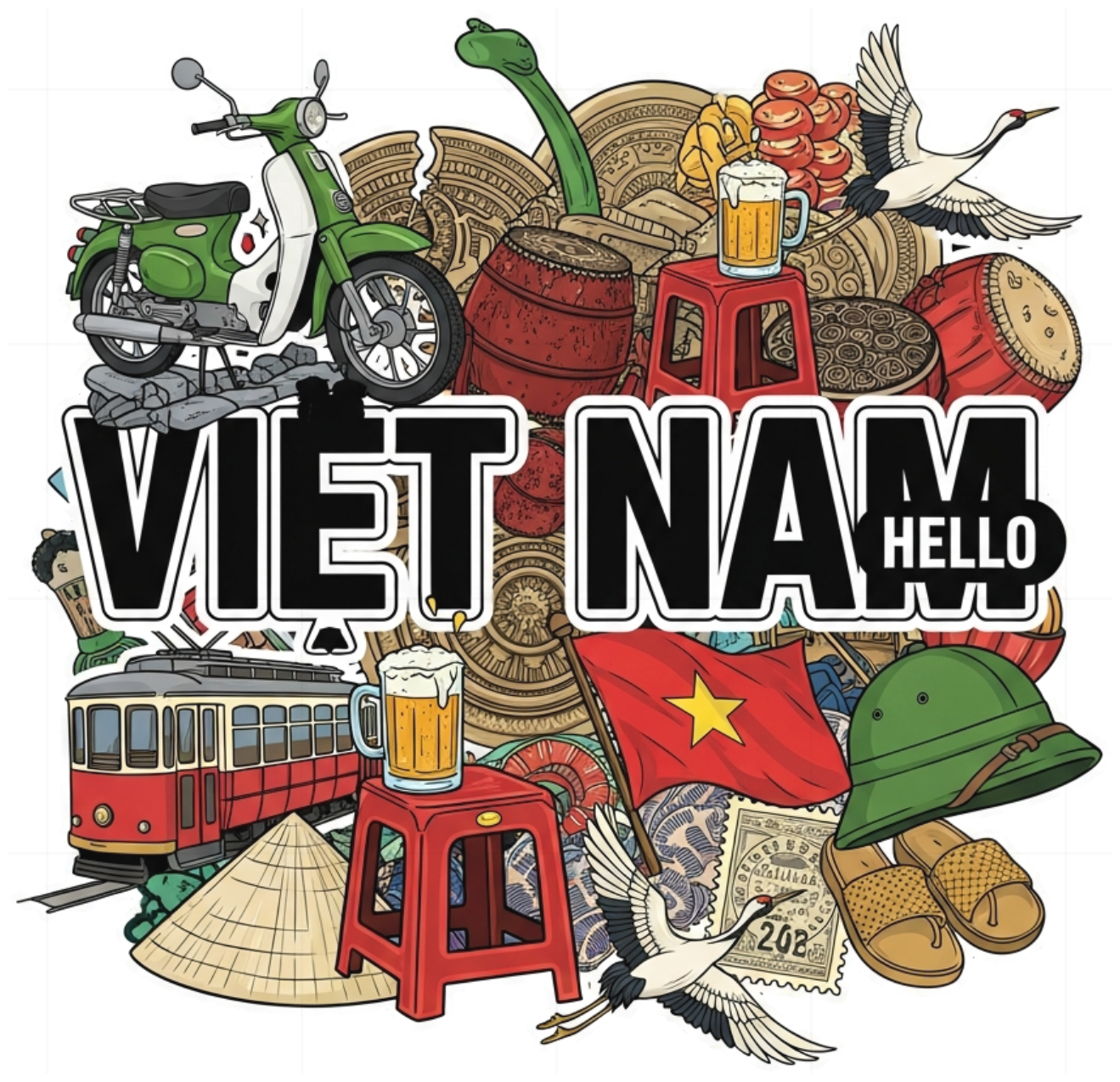 Áo Thun Streetwear VIET NAM Hello Design Độc Đáo - 130426-11-49-SPQ