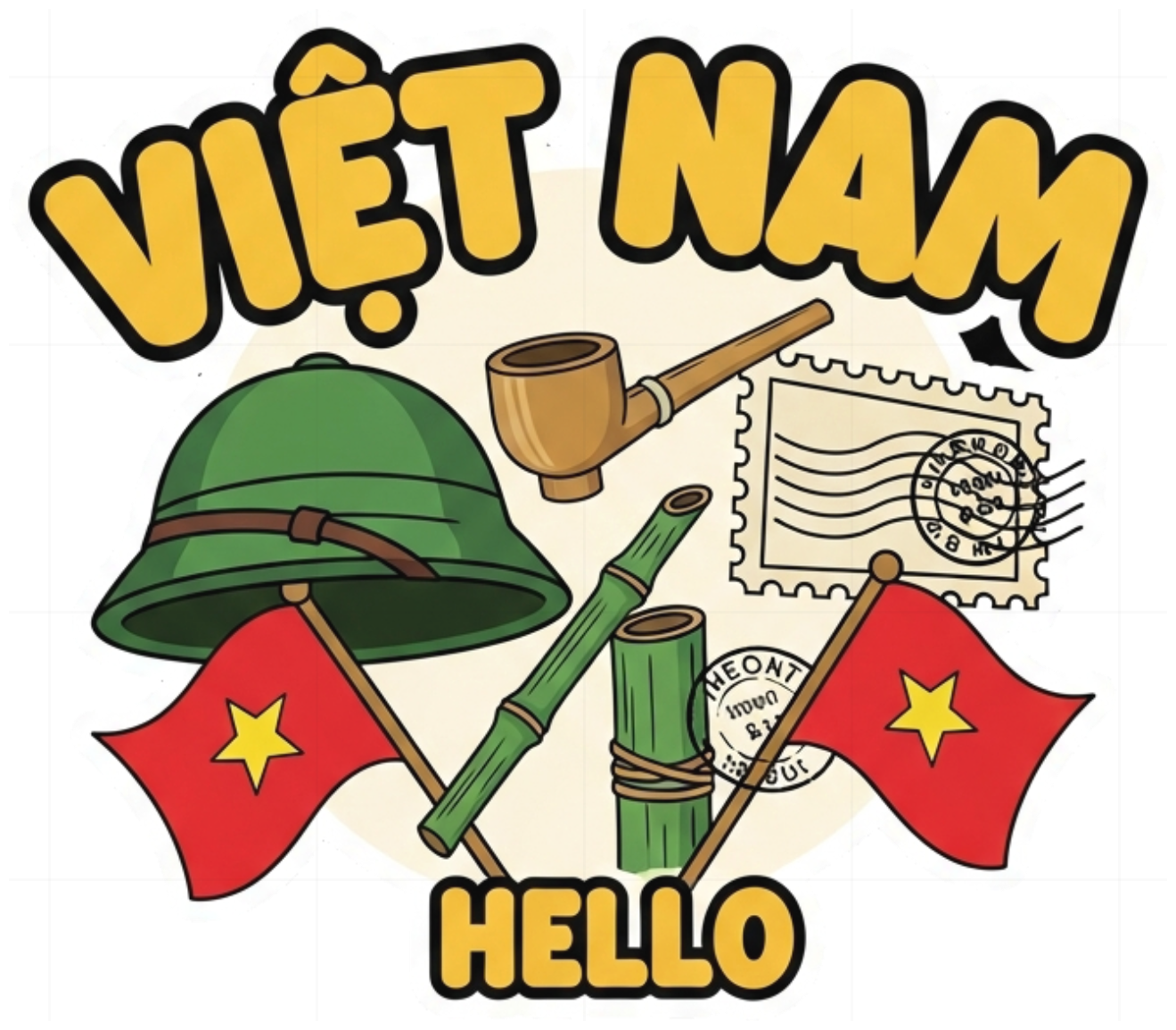 Áo Thun Đen In Hình Việt Nam Sticker Design - 130426-14-57-PMZ