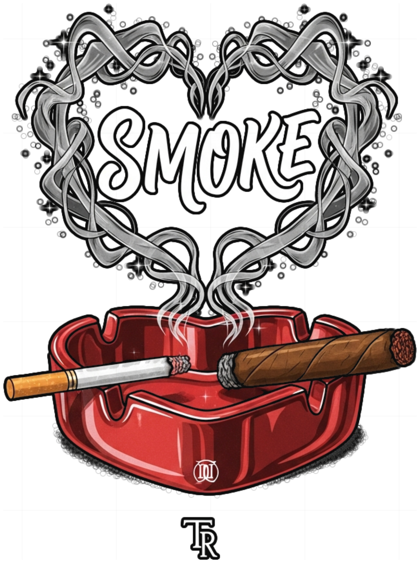 Áo Thun Trắng SMOKE Heart Vintage Unisex Form Rộng Cotton Cao Cấp - 130626-14-09-MBY
