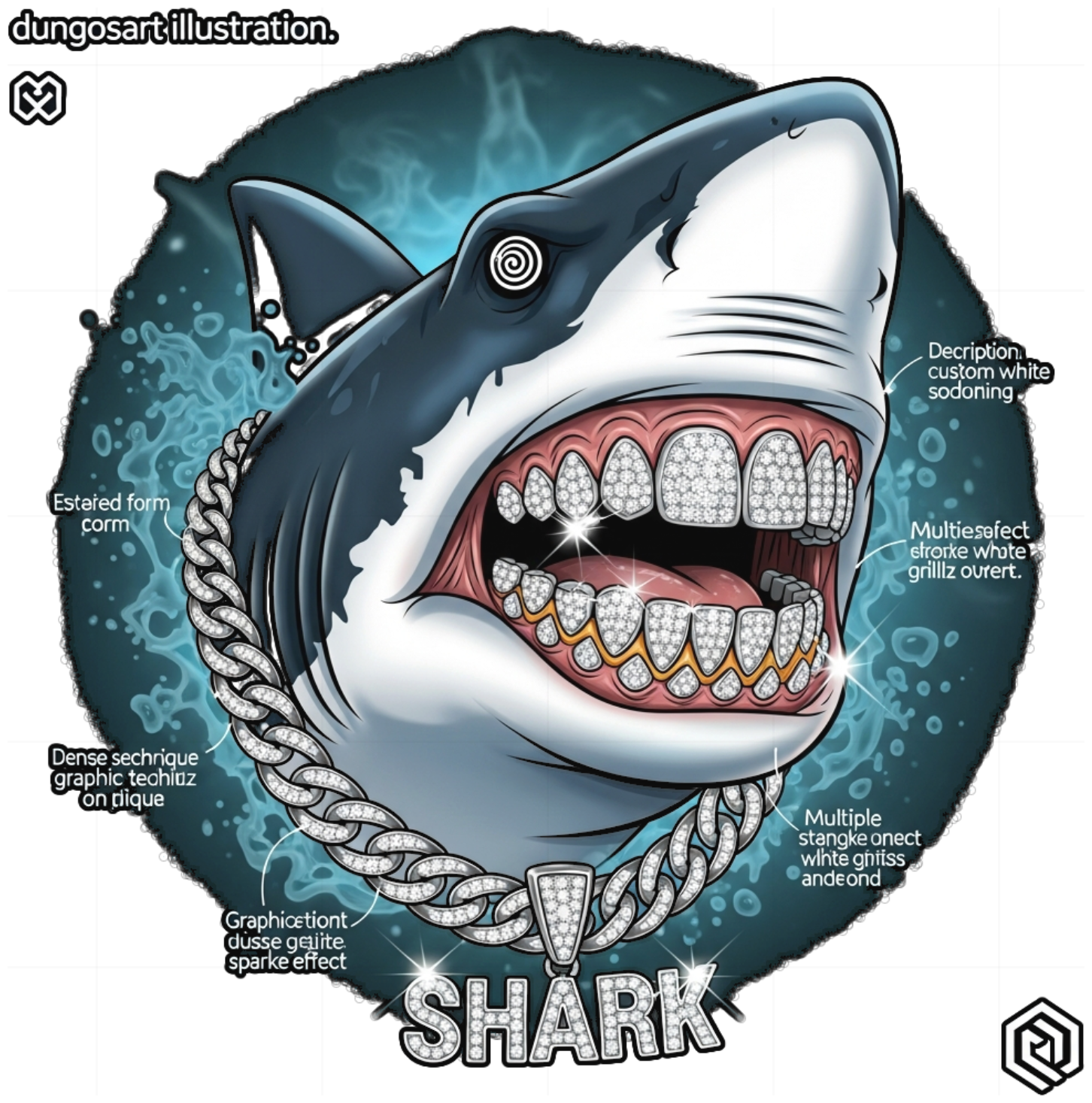 Áo thun Shark Grillz Hip-hop Streetwear Form Rộng Cotton Co Giãn - 130626-14-40-HPU
