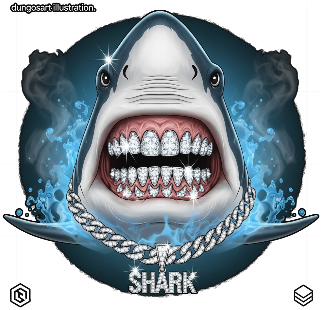 Áo Thun Shark Grillz Hip-hop Streetwear Form Rộng Cotton - 130626-14-40-PJP