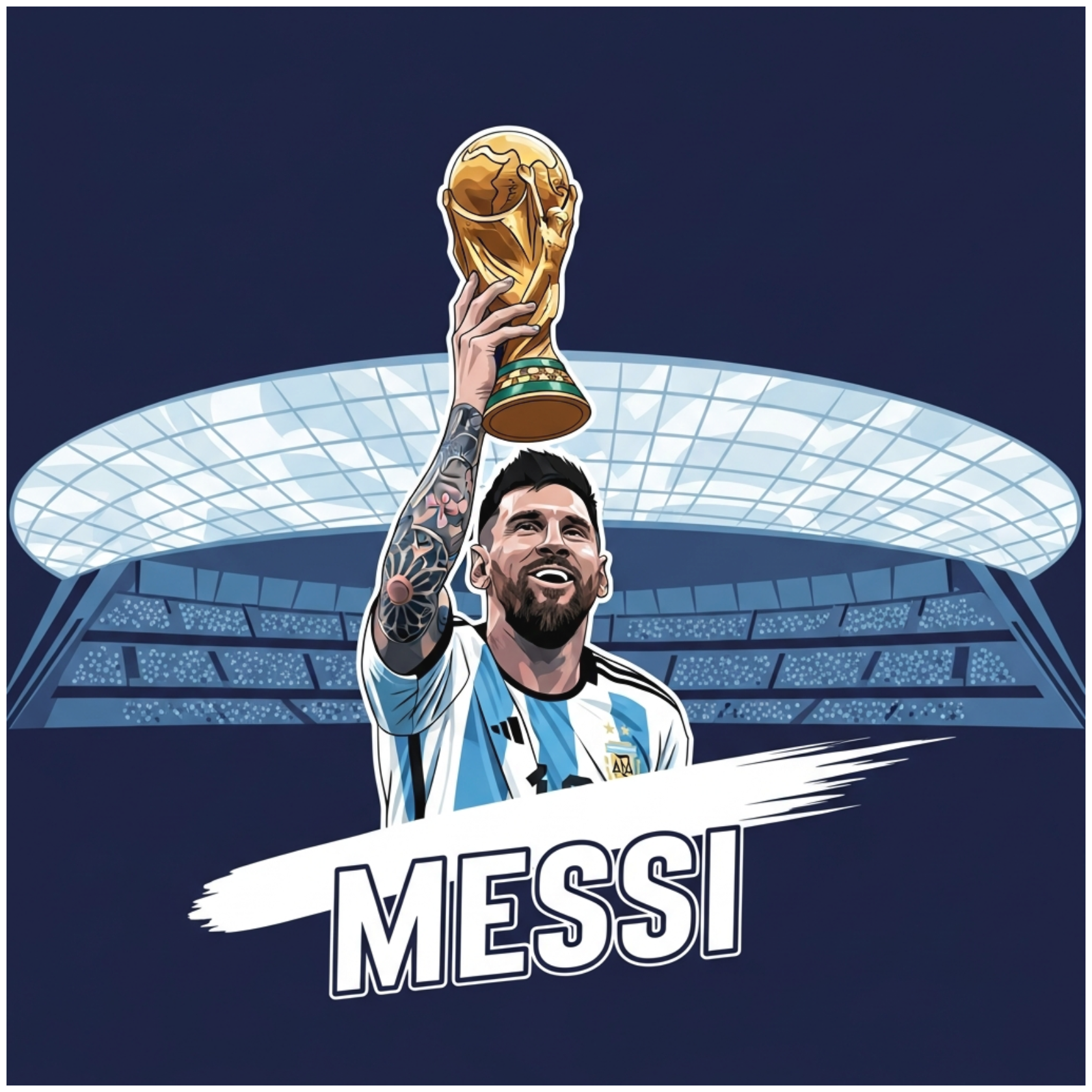 Áo Thun Trắng Lionel Messi Cầm Cúp 2026 Slogan Design - 140526-15-22-HCQ