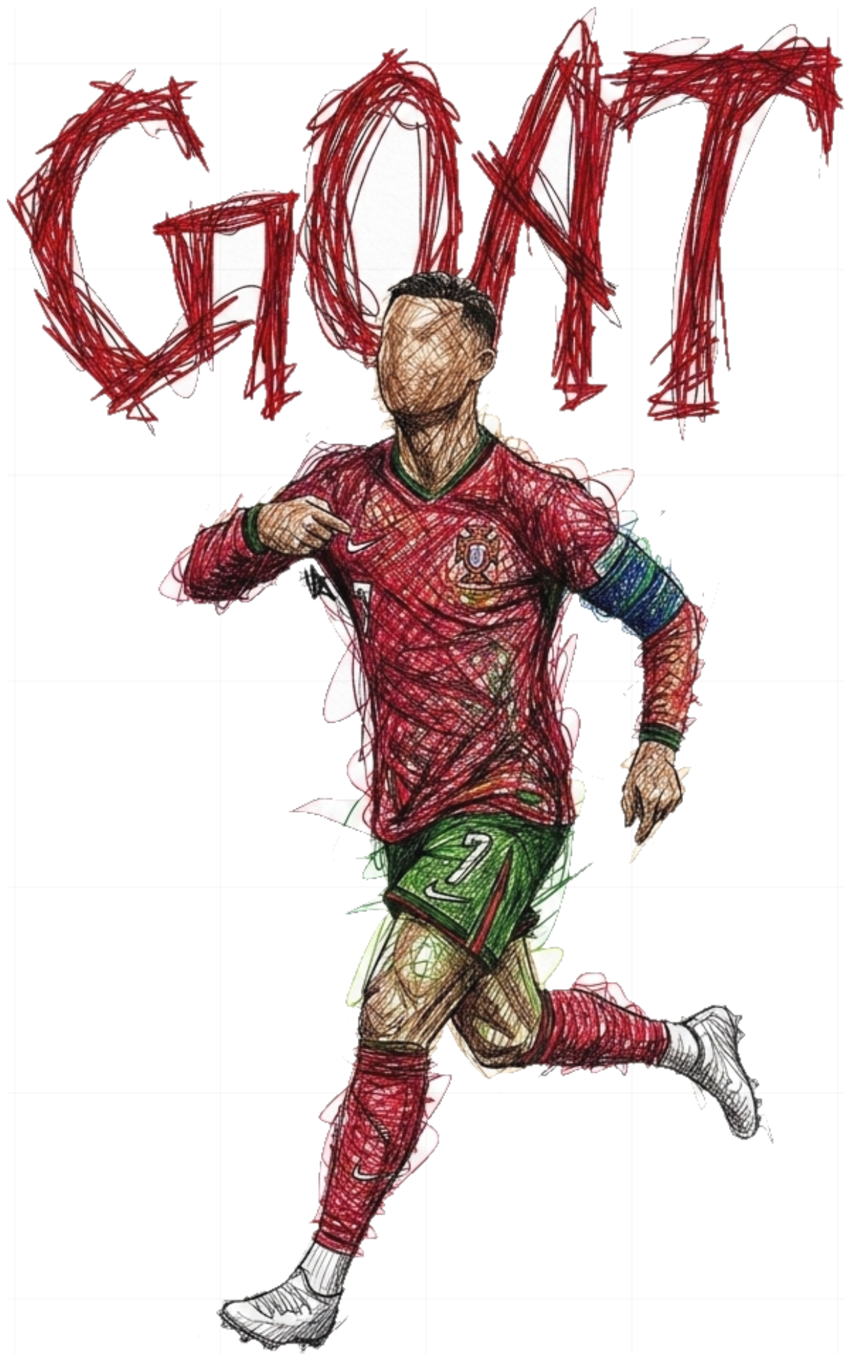 Áo Thun Cristiano Ronaldo Scribble Art GOAT Độc Đáo - 140526-16-16-YKO