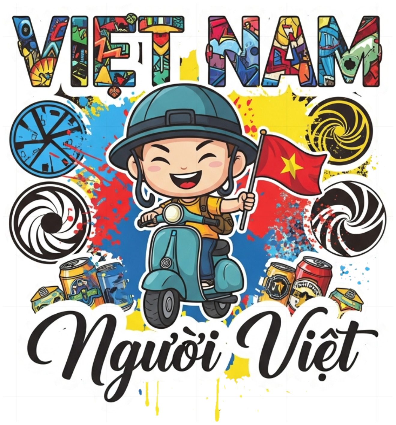 Áo Thun Đỏ Hình Chibi Người Việt - Phong Cách Urban Pop-Art - 150426-11-03-YLH