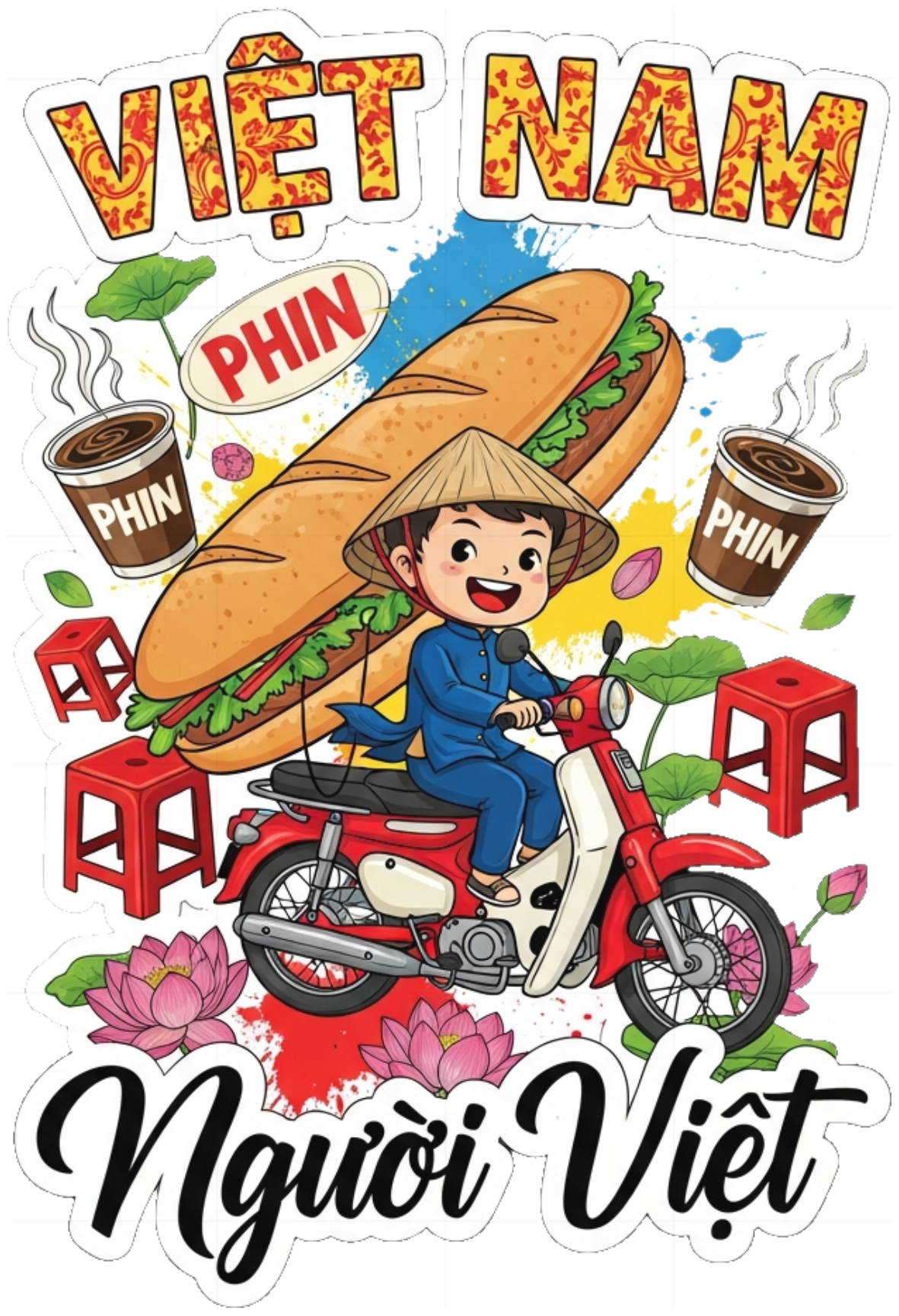 Áo Thun Đỏ In Hình Chibi Việt Nam Vintage Pop-Art - 150426-11-32-CUK