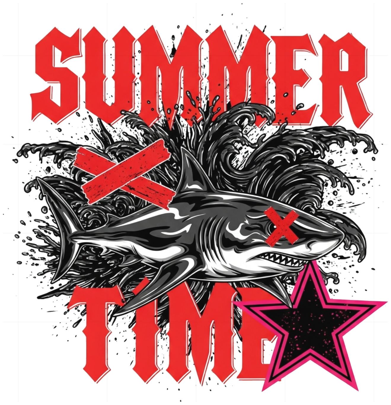 Áo Thun Summer Time Cá Mập Gothic Form Rộng Streetwear Cotton Unisex - 150626-14-16-VCW