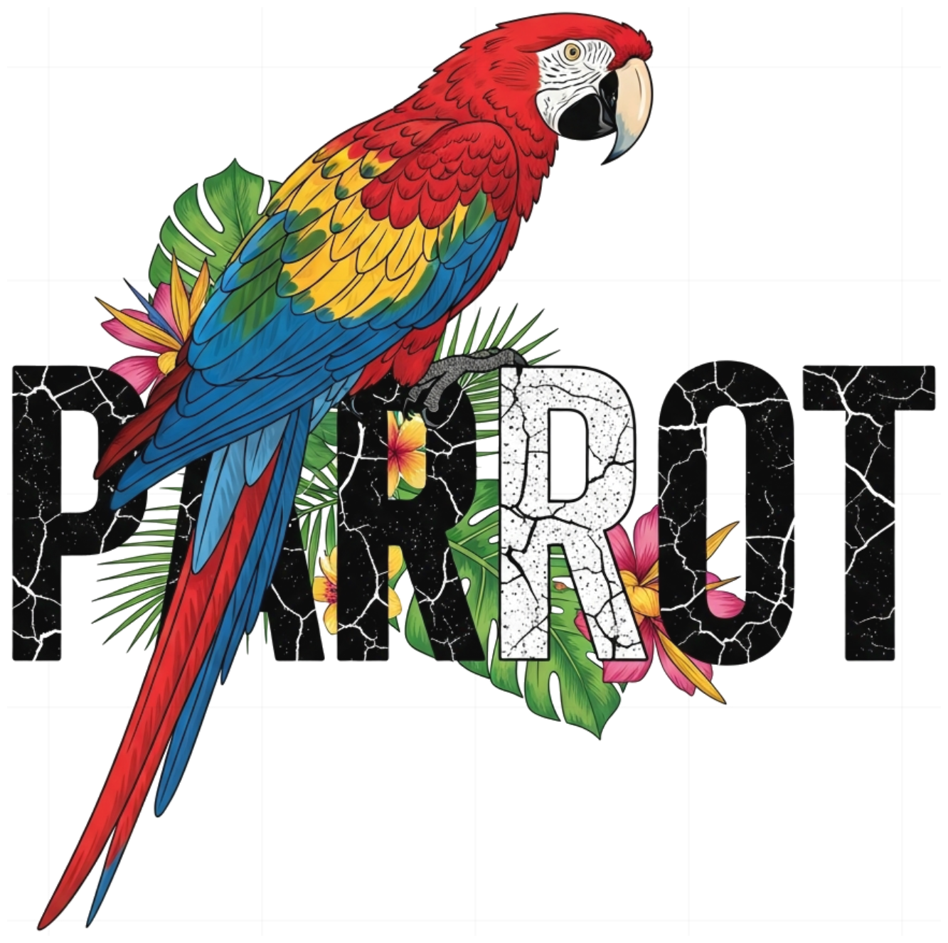 Áo Thun Đen In Hình Vẹt Parrot Tropical Oversize Cotton Co Giãn 150626-15-13-QAP