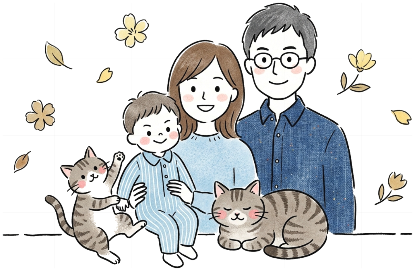 Áo thun gia đình VNXK HAMCHOI Trắng cotton form rộng Family & Cats Portrait Tee - 150726-15-35-BSL