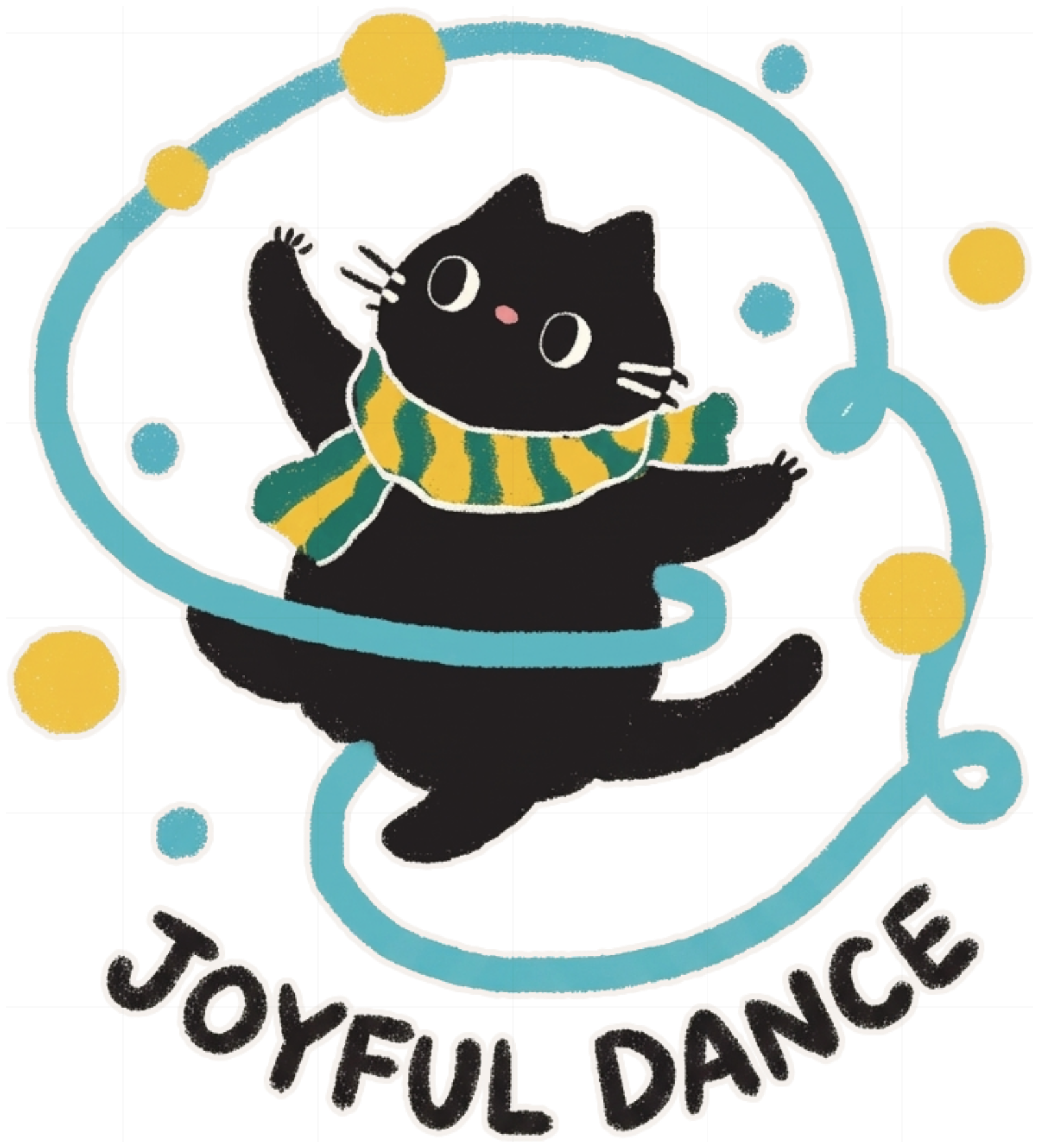 Áo Thun Tay Dài Sọc Ngang Họa Tiết Mèo Joyful Dance Form Rộng Cotton Unisex Ulzzang - 151026-16-49-TZK