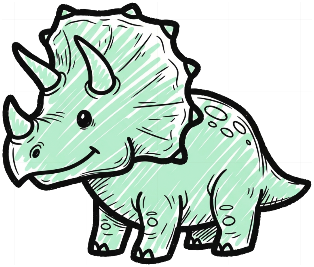 Áo Thun Màu Kem Khủng Long Triceratops Doodle Form Rộng Cotton - 160626-14-53-RHY